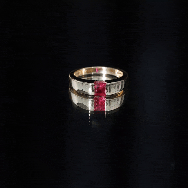 Princess Cut 1.5 Carat Lab Grown Ruby Solitaire Band Ring with Certificate
