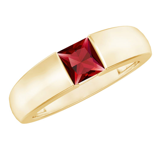 Princess Cut 1.5 Carat Lab Grown Ruby Solitaire Band Ring with Certificate