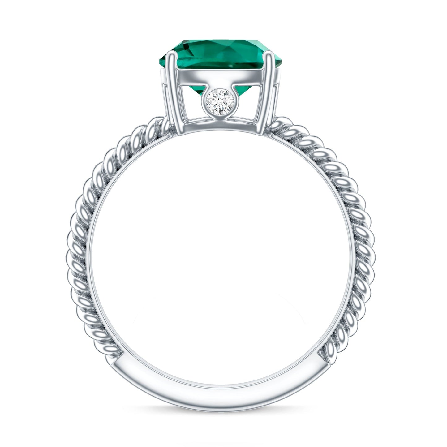 Certified 2 Carat Cushion Cut Lab Grown Emerald Ring for Engagement