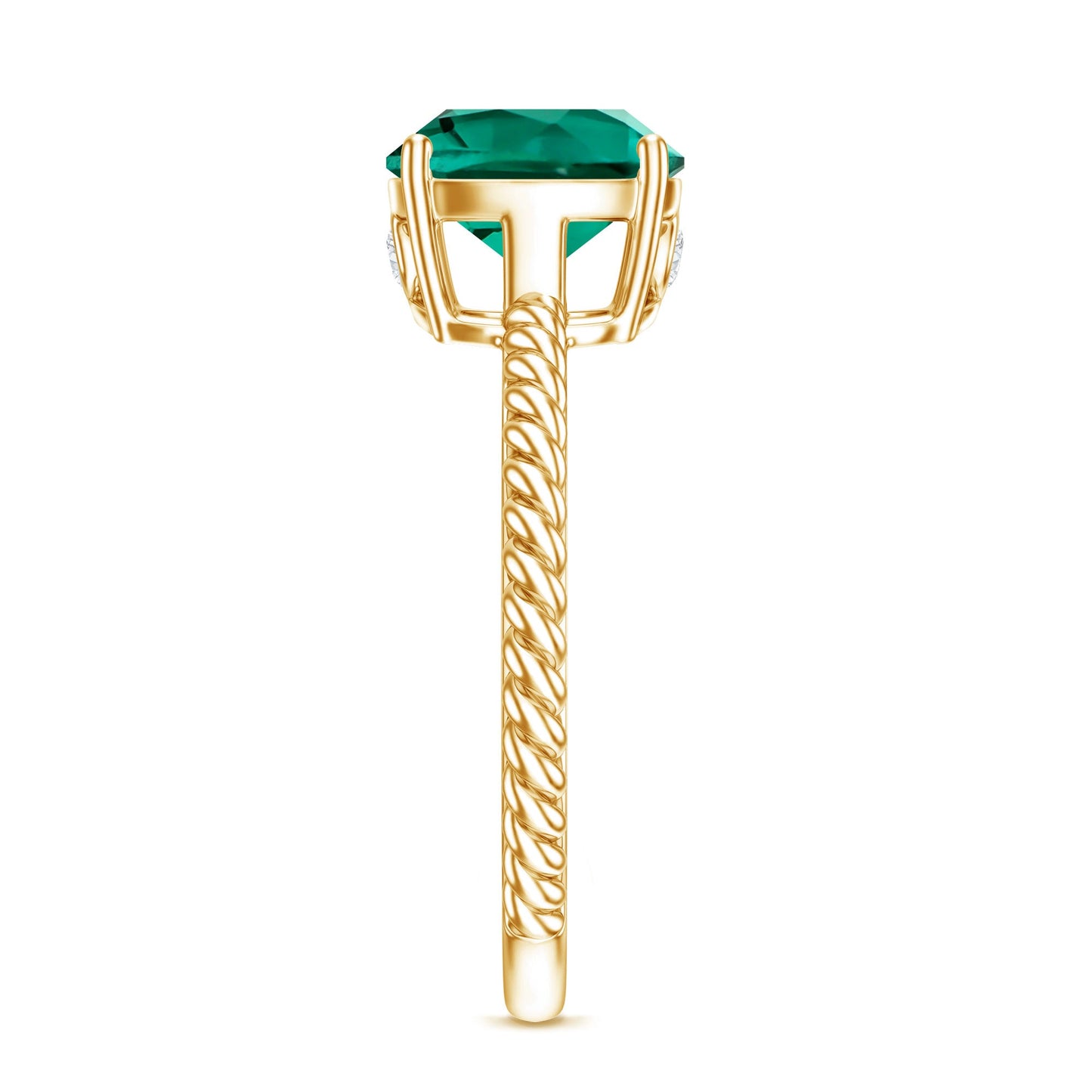 Certified 2 Carat Cushion Cut Lab Grown Emerald Ring for Engagement