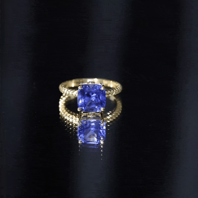 2.7 Carat Cushion Cut Lab Created Blue Sapphire Solitaire Engagement Ring