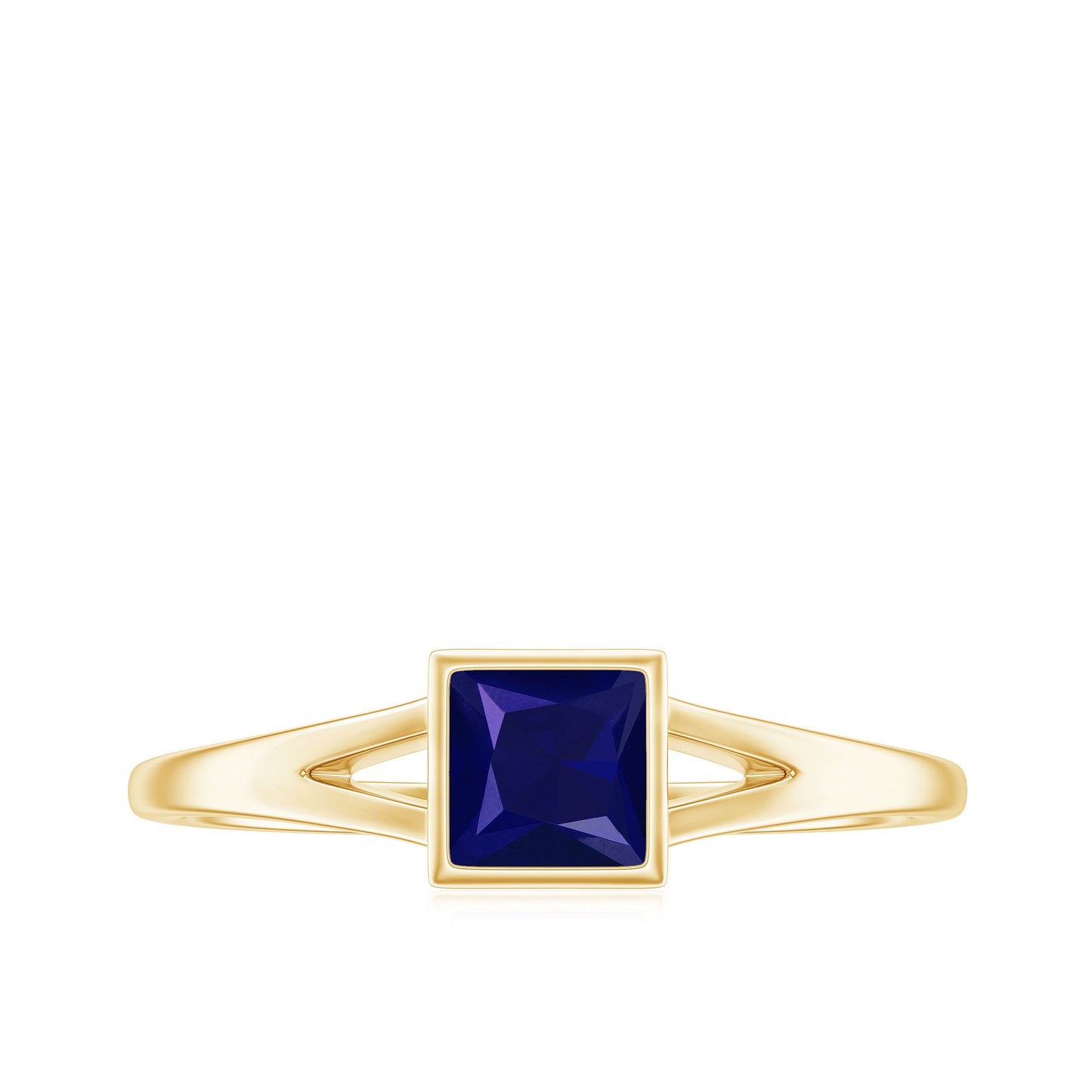 Princess Cut 0.4 Carat Blue Sapphire Solitaire Promise Ring in Split Shank