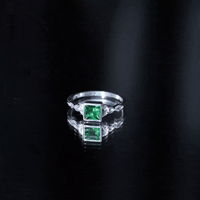 Certified Princess Cut Lab Grown Emerald Celtic Promise Ring