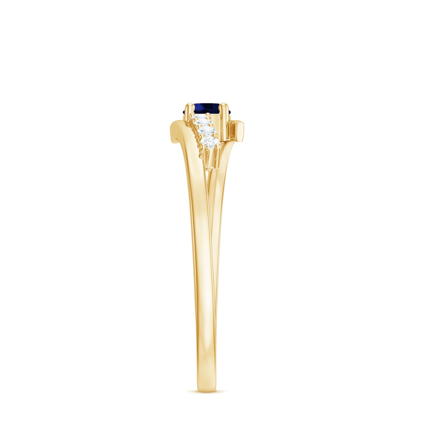 Certified 0.6 Ct Lab Grown Blue Sapphire Promise Ring with Diamond