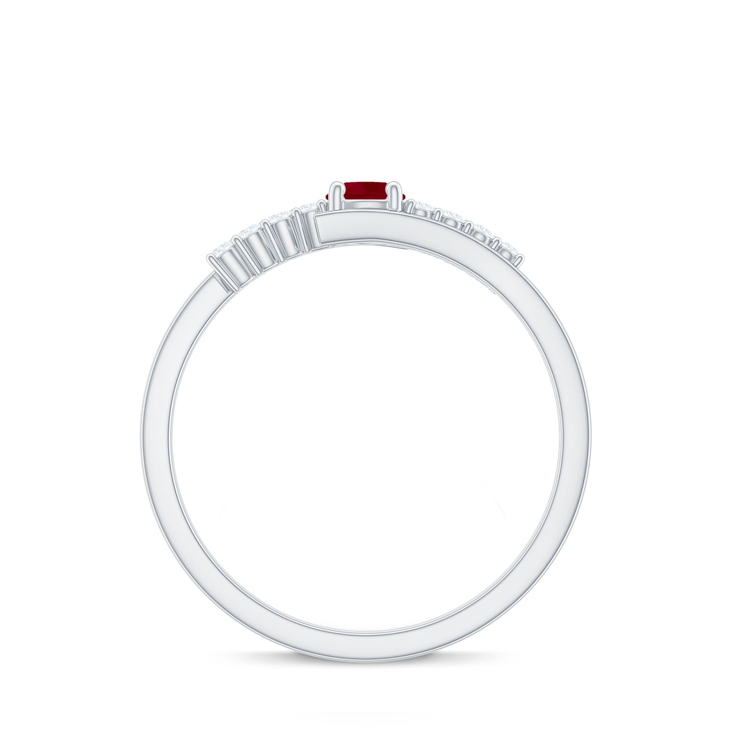 Natural Ruby Promise Ring with Diamond Bypass Shank