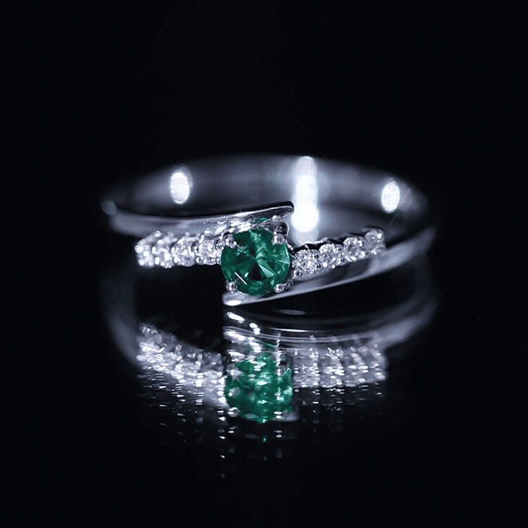 Certified Lab Grown Emerald Diamond Simple Promise Ring with Bypass Shank