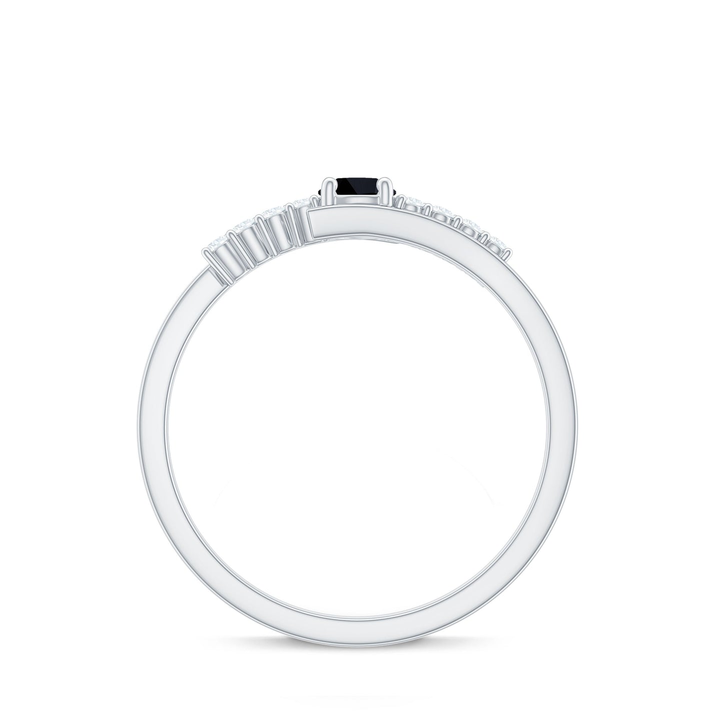 Certified Lab Grown Black and White Diamond Promise Ring with Bypass Shank