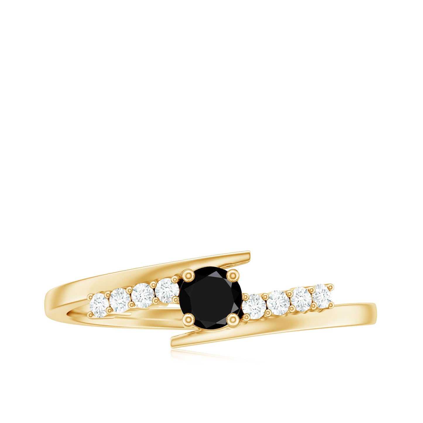 Certified Lab Grown Black and White Diamond Promise Ring with Bypass Shank