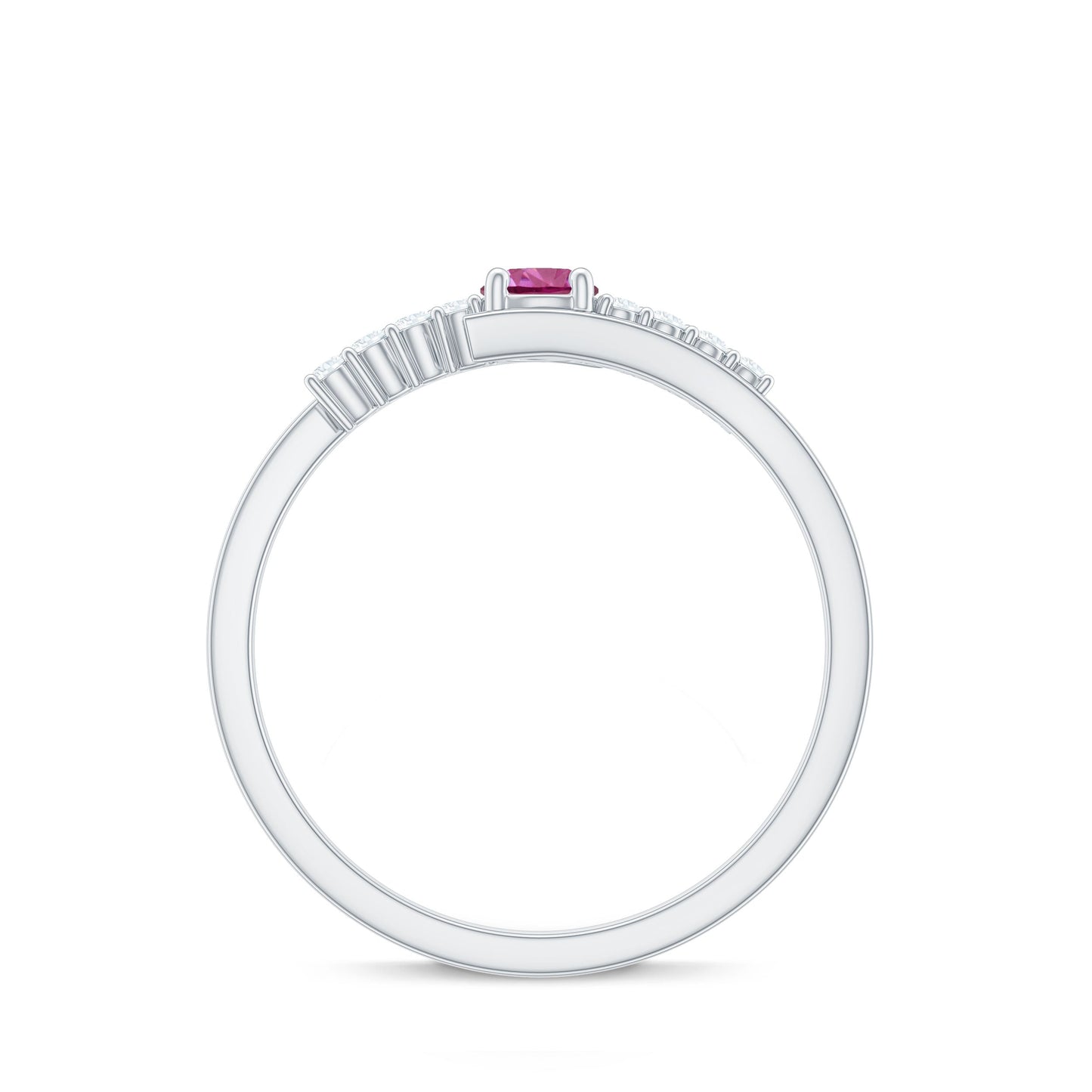 Minimal Pink Tourmaline and Diamond Bypass Promise Ring