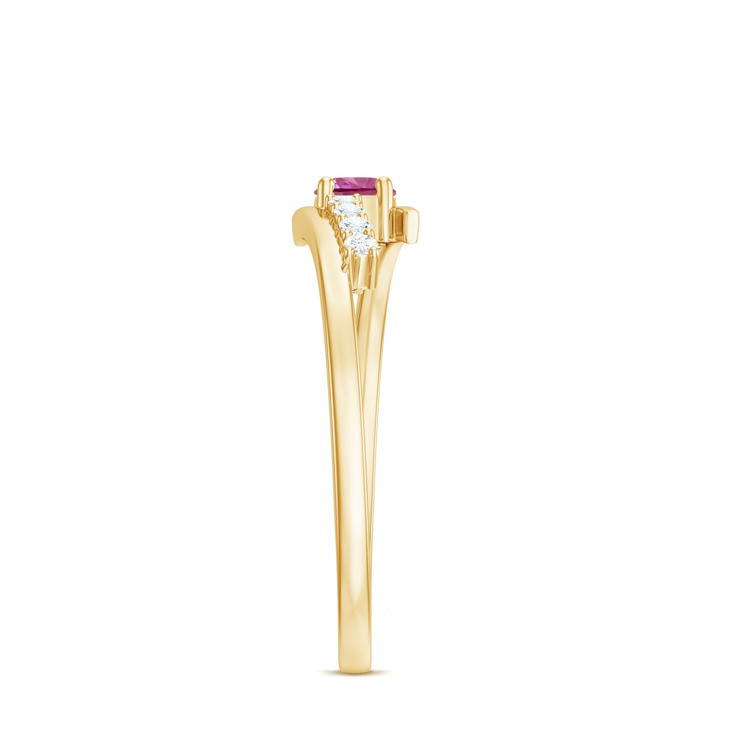 Minimal Pink Tourmaline and Diamond Bypass Promise Ring