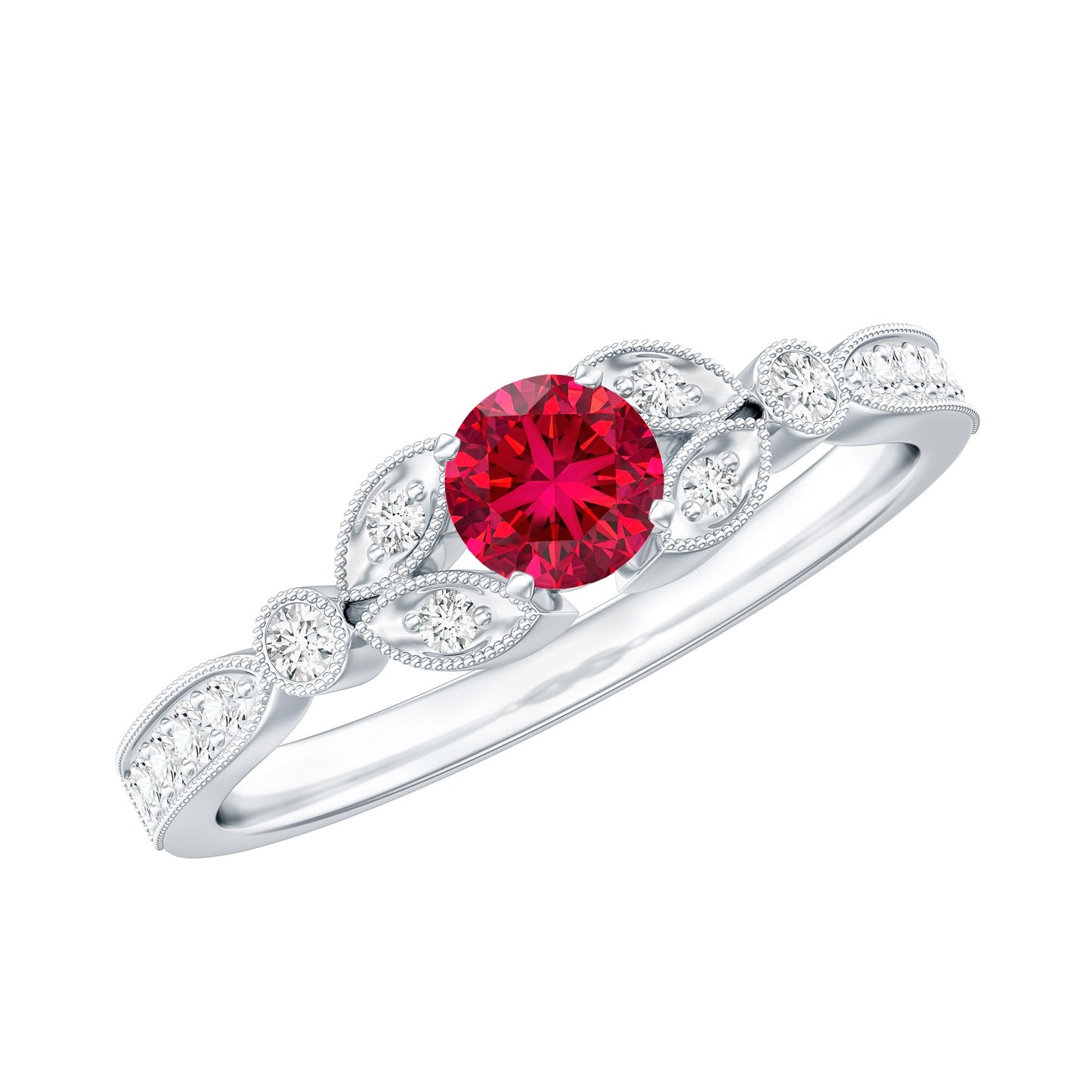 Lab-Lab Grown Ruby and Diamond Minimal Promise Ring