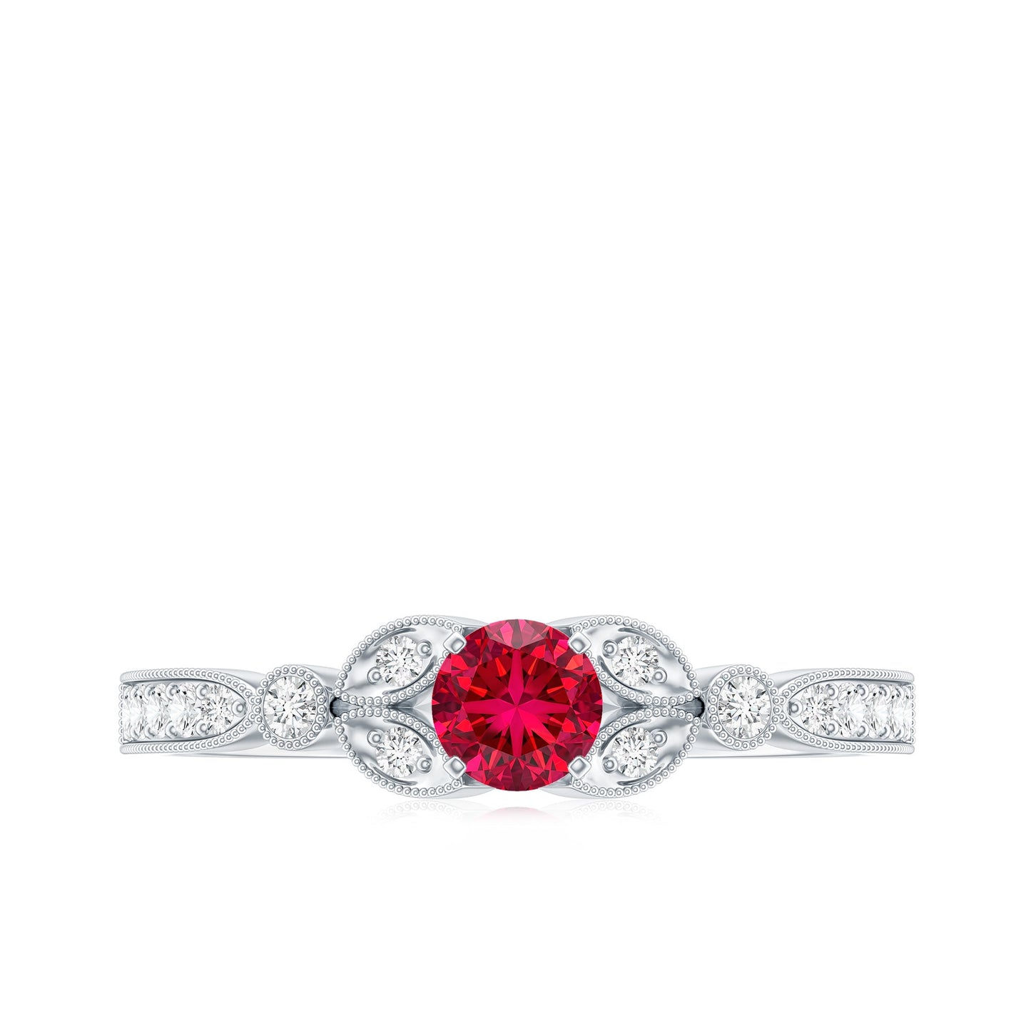 Lab-Lab Grown Ruby and Diamond Minimal Promise Ring