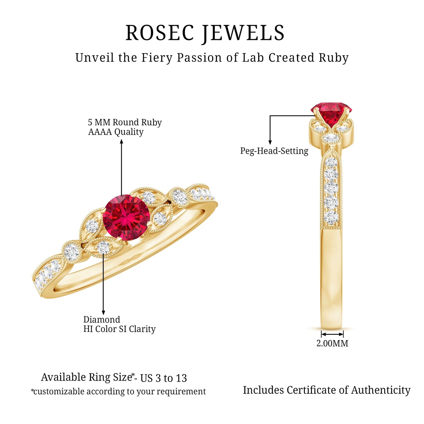 Lab-Lab Grown Ruby and Diamond Minimal Promise Ring