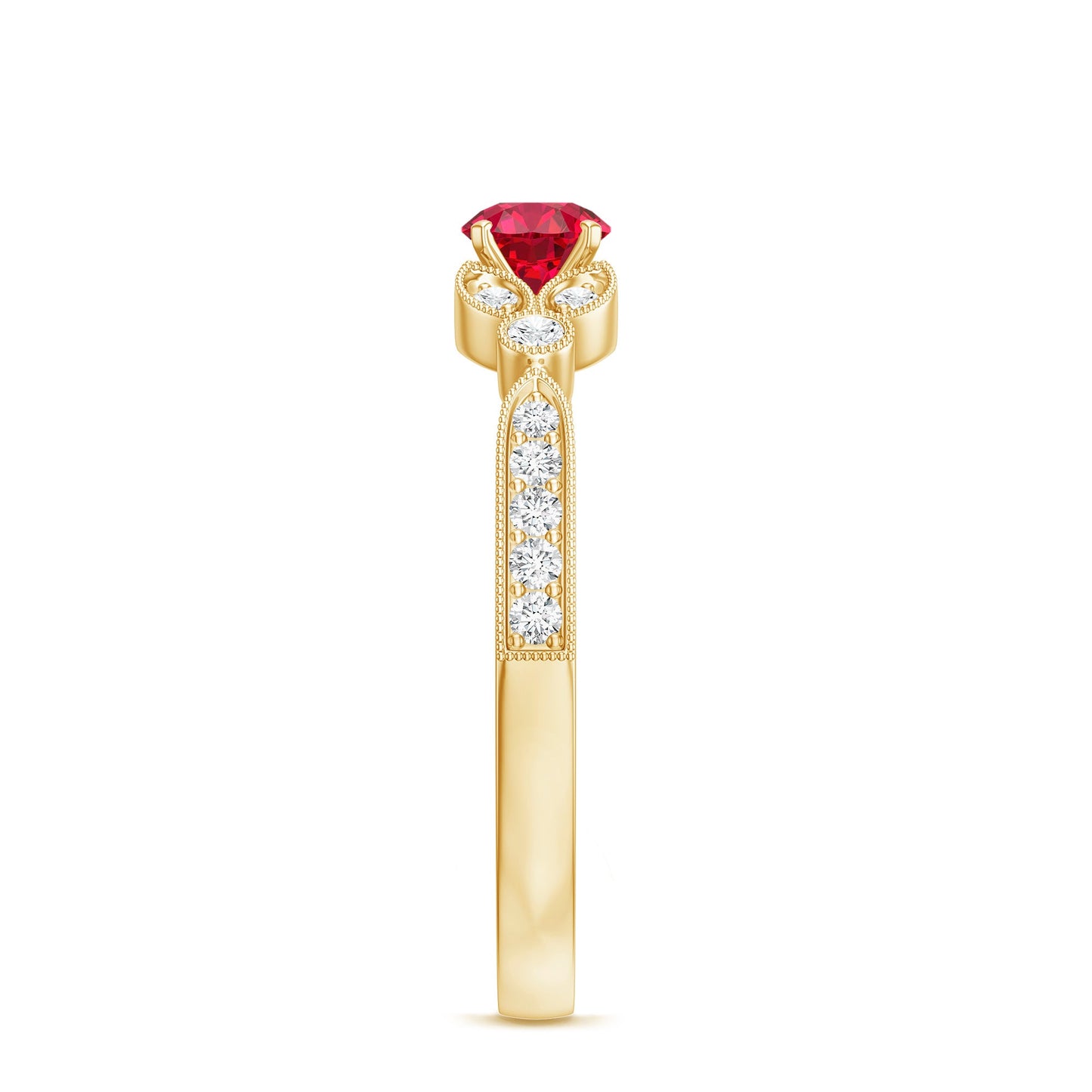 Lab-Lab Grown Ruby and Diamond Minimal Promise Ring