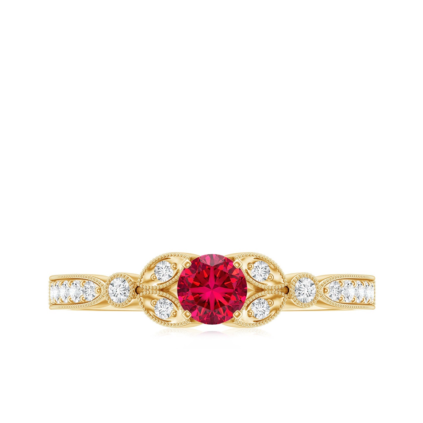 Lab-Lab Grown Ruby and Diamond Minimal Promise Ring