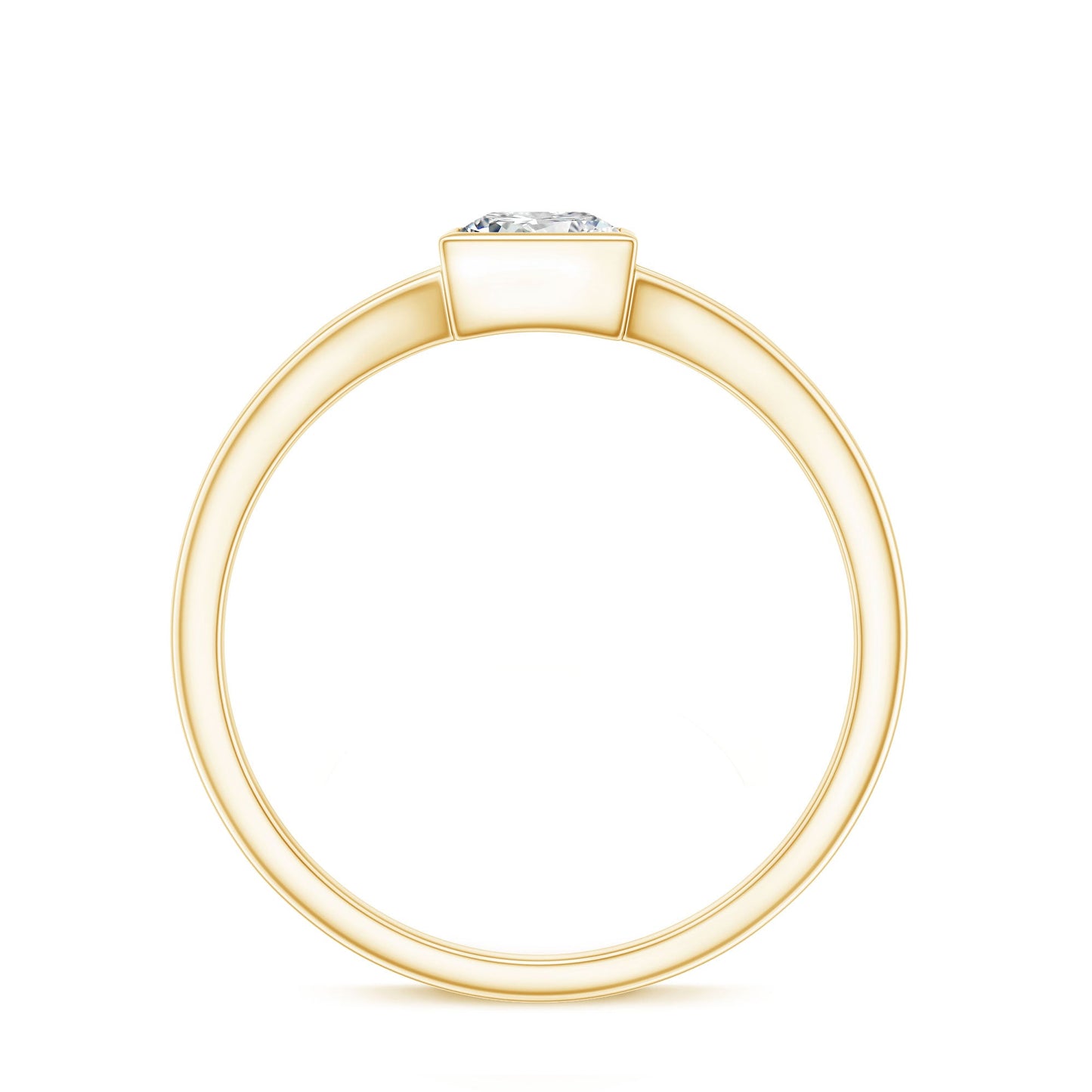 Bezel Set Princess Cut Moissanite Solitaire Promise Ring in Split Shank