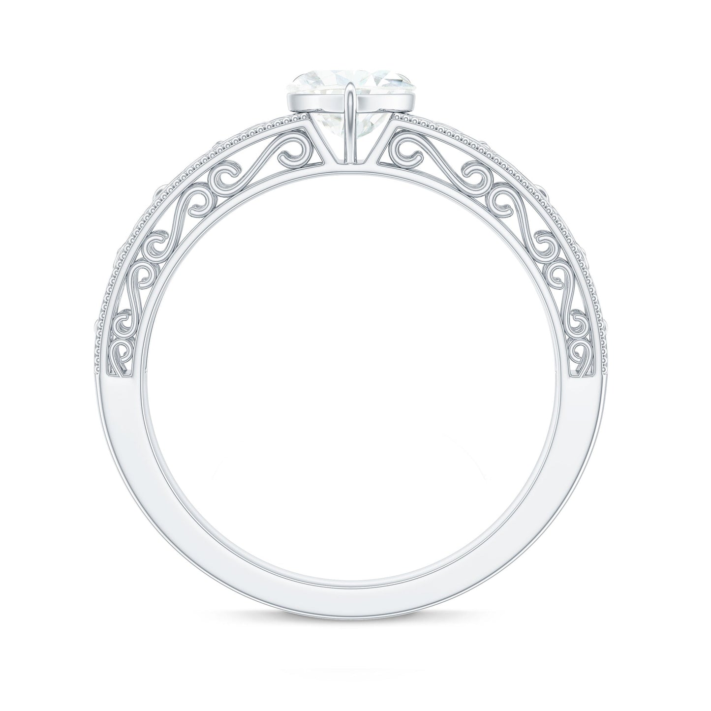 Heart Shape Solitaire Moissanite Filigree Engagement Ring