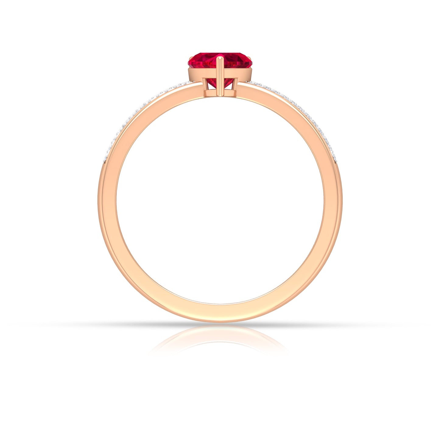Genuine 0.6 Carat Ruby Heart Engagement Ring with Diamond