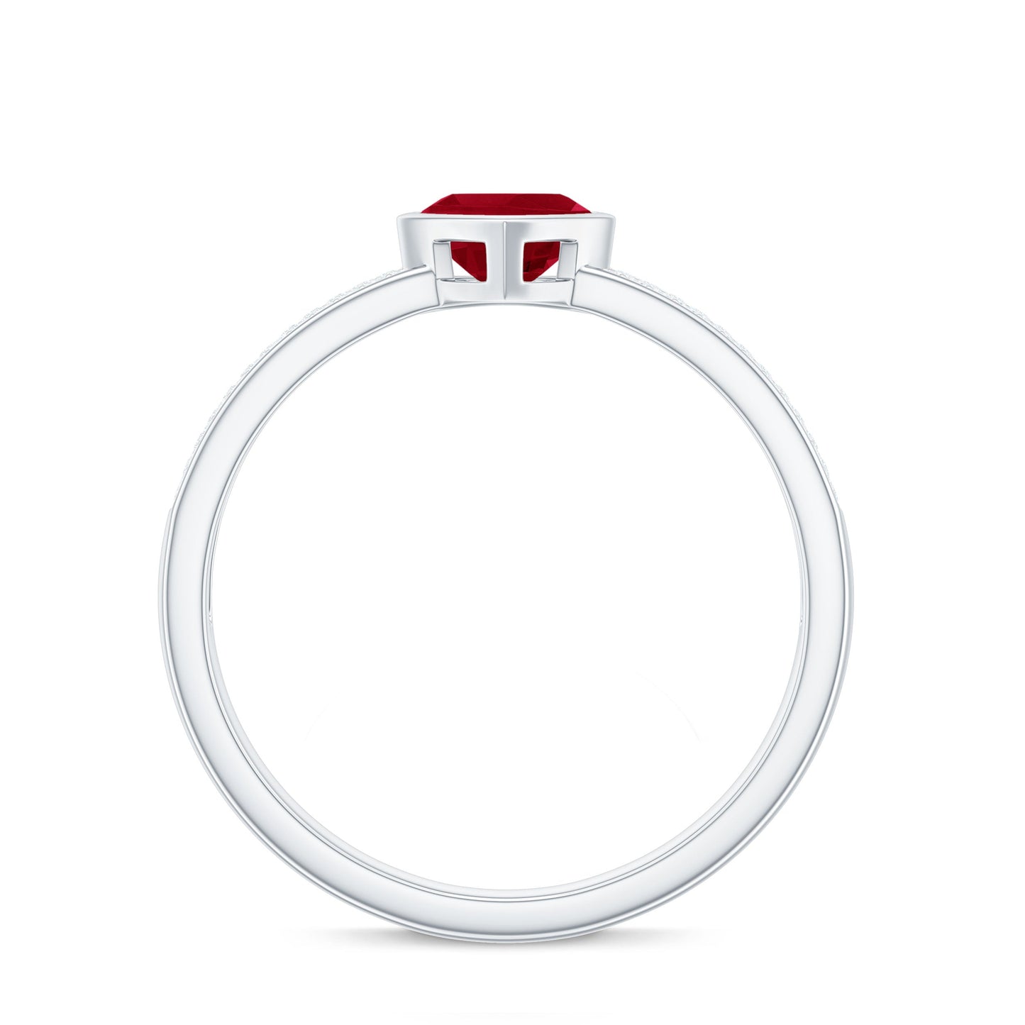 Genuine 0.6 Carat Ruby Heart Engagement Ring with Diamond