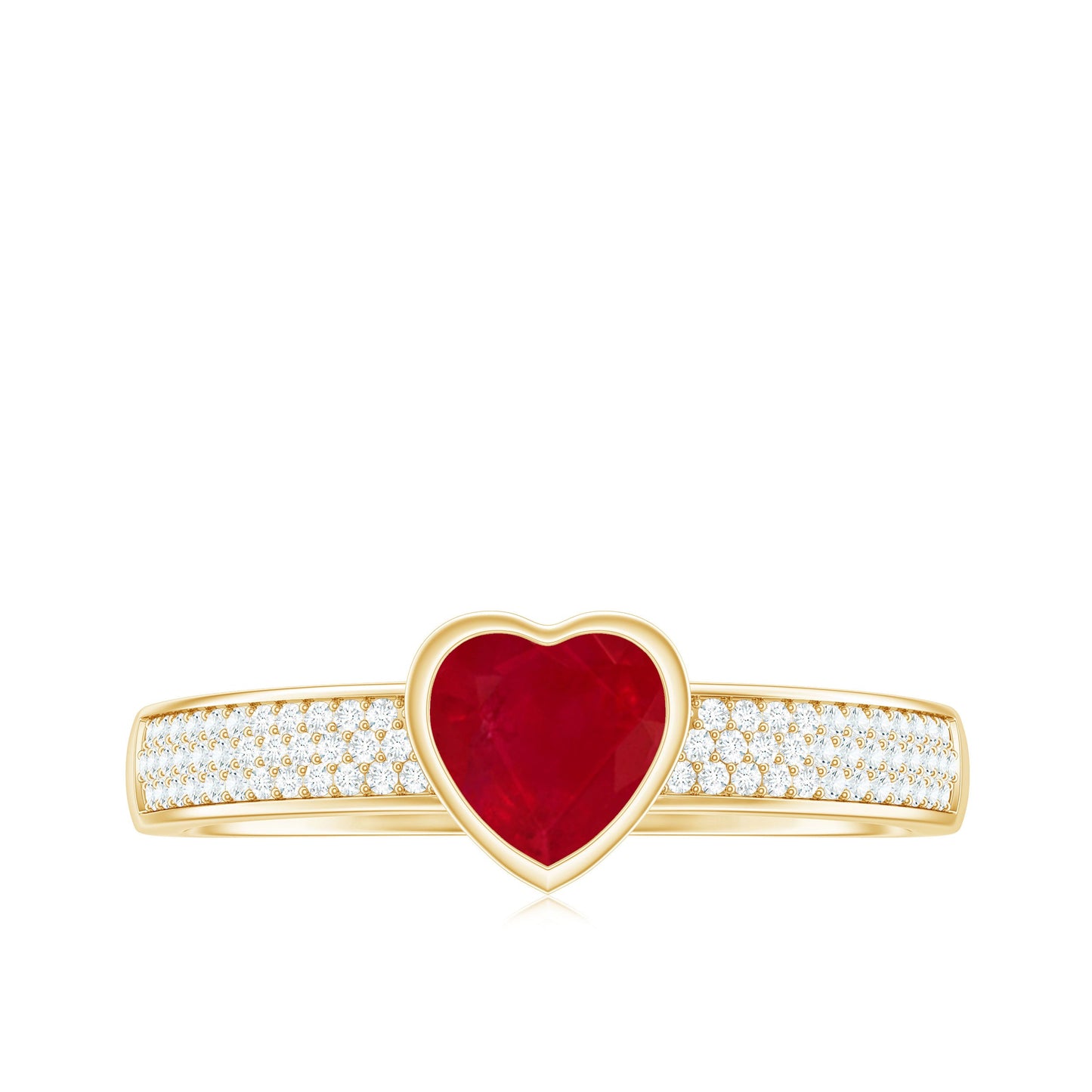 Genuine 0.6 Carat Ruby Heart Engagement Ring with Diamond