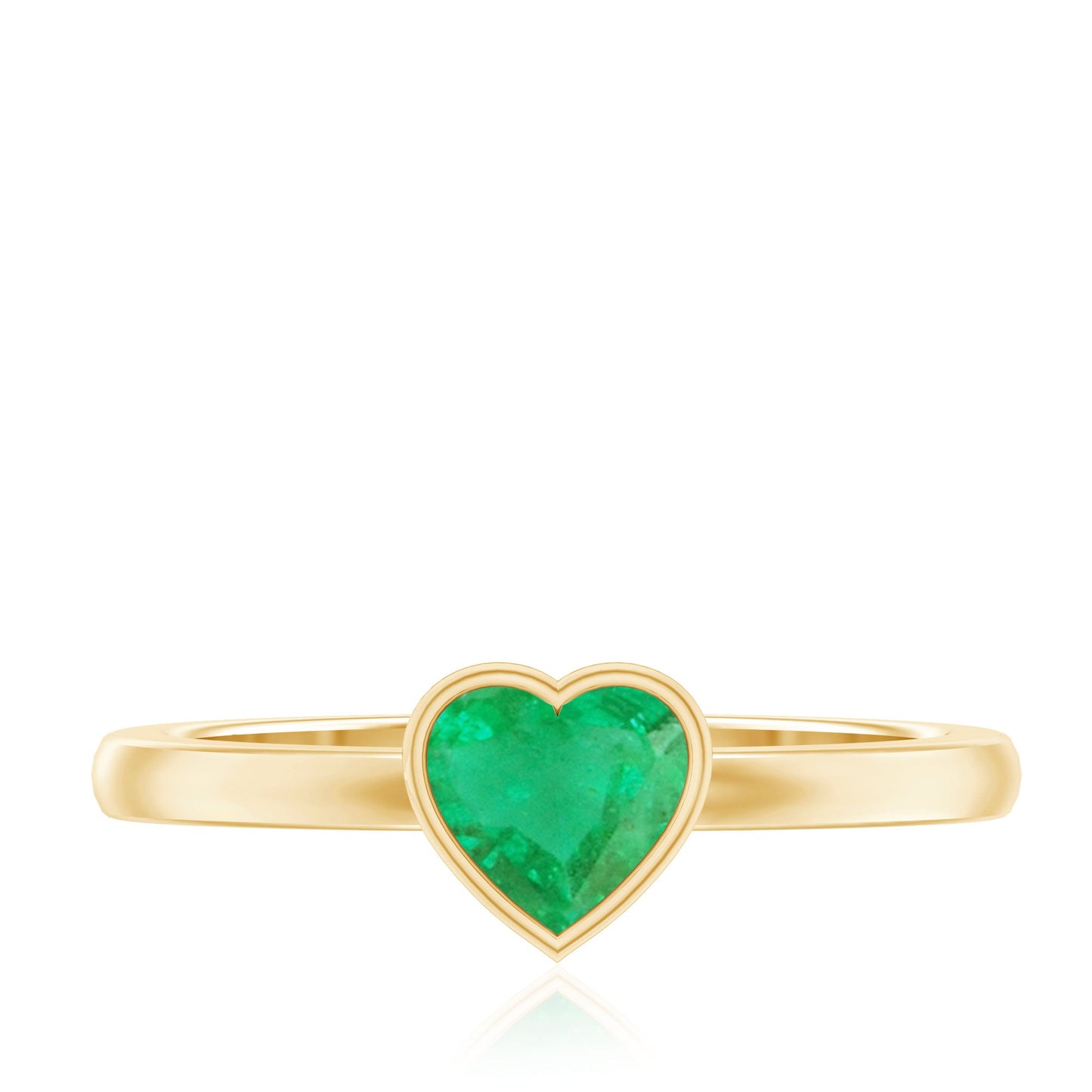 Real Emerald Heart Solitaire Ring in Bezel Setting