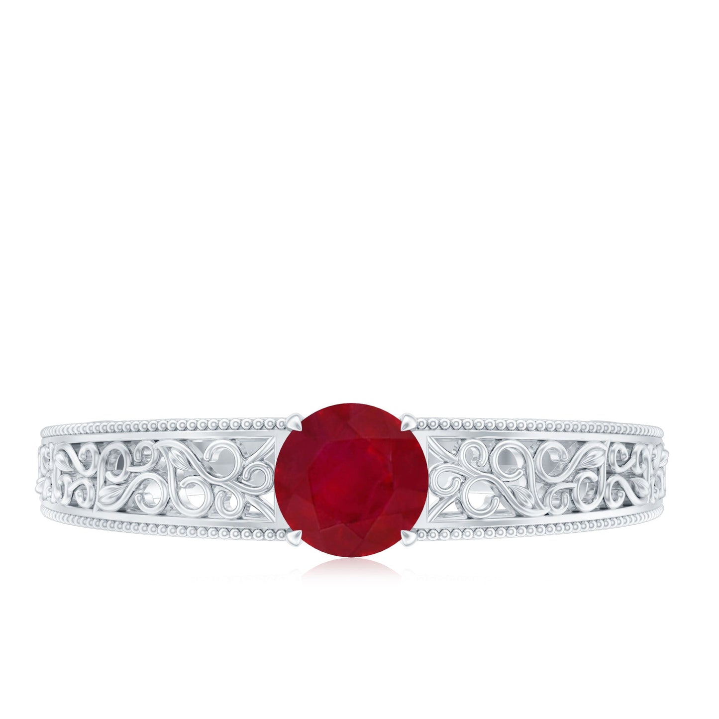 Vintage Inspired Ruby Engagement Ring with Surprise Diamond