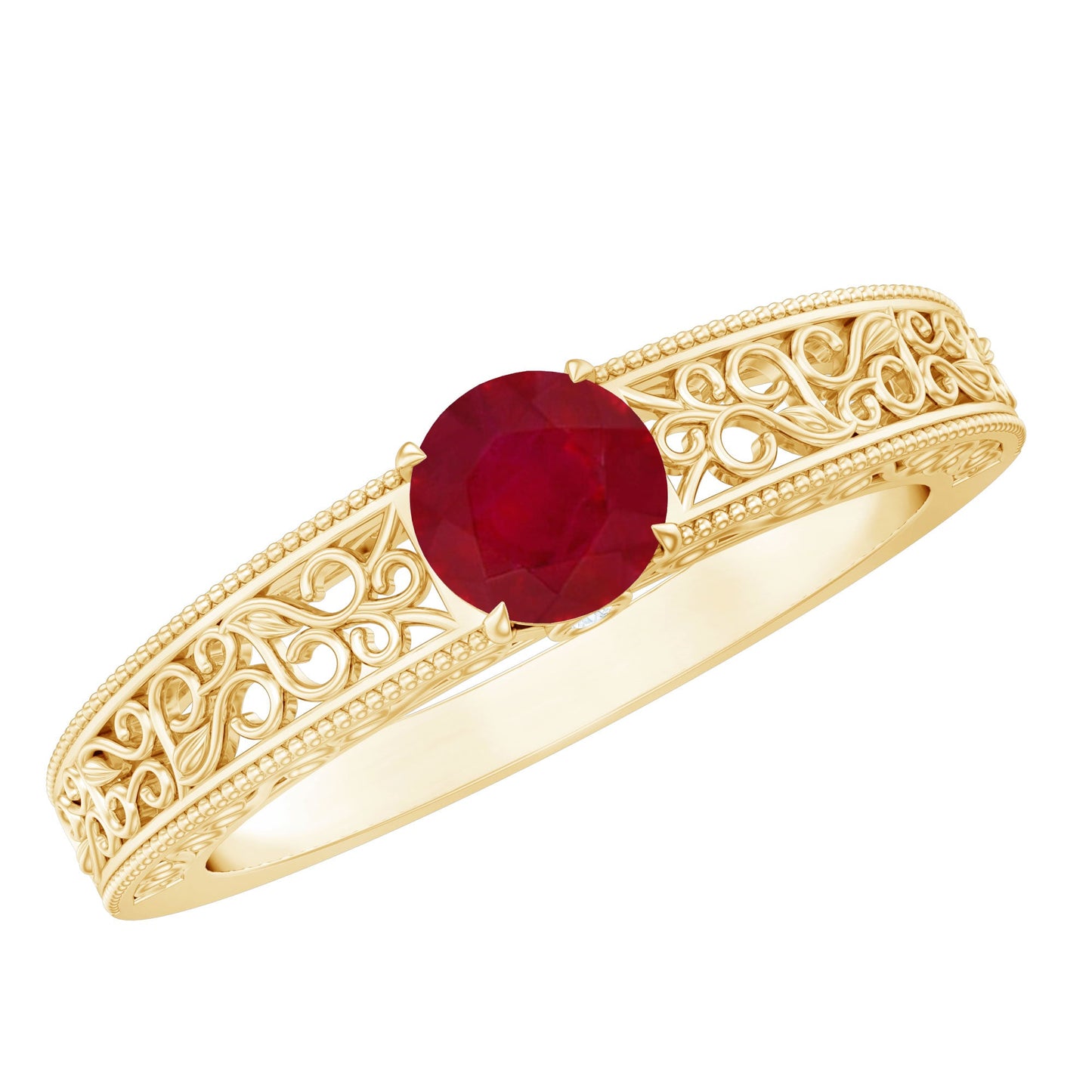 Vintage Inspired Ruby Engagement Ring with Surprise Diamond