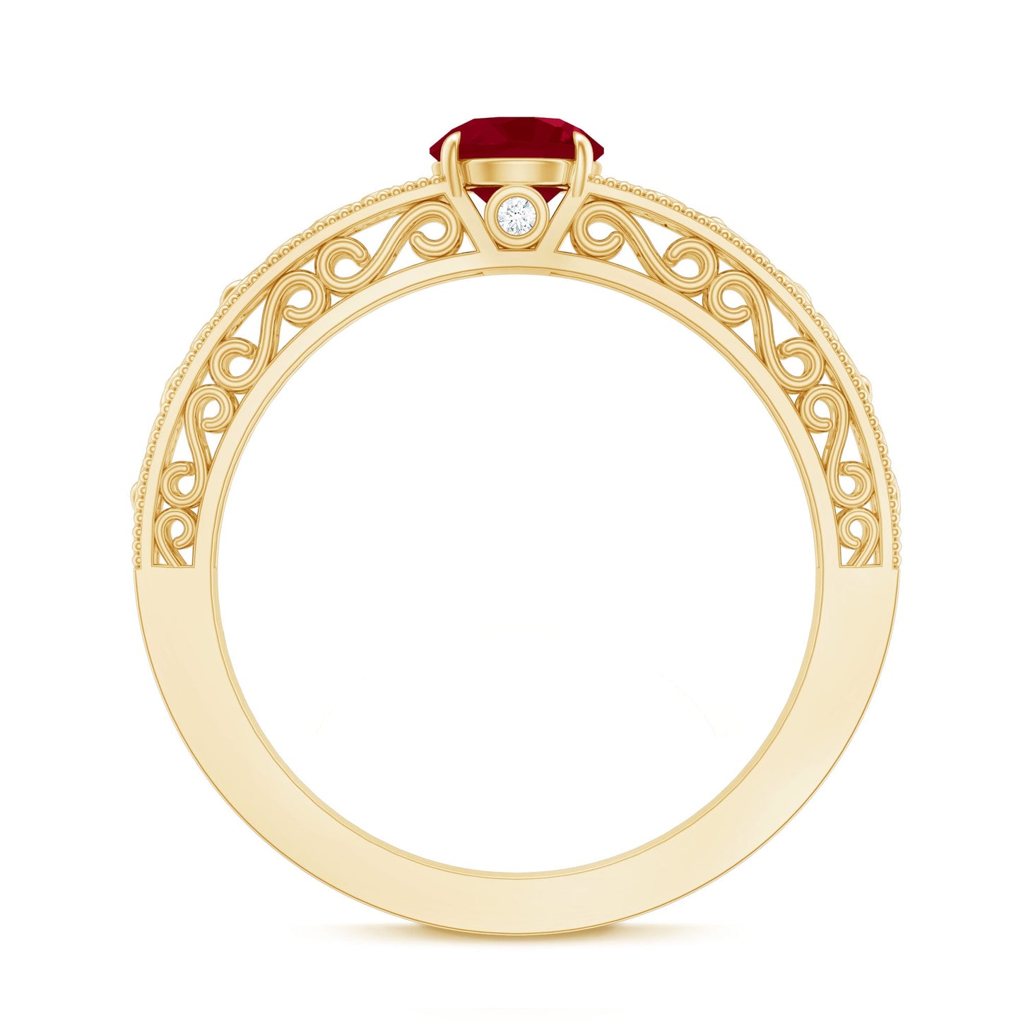 Vintage Inspired Ruby Engagement Ring with Surprise Diamond