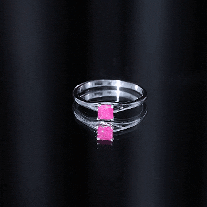 Natural Half Carat Princess Cut Ruby Promise Ring with Split Shank