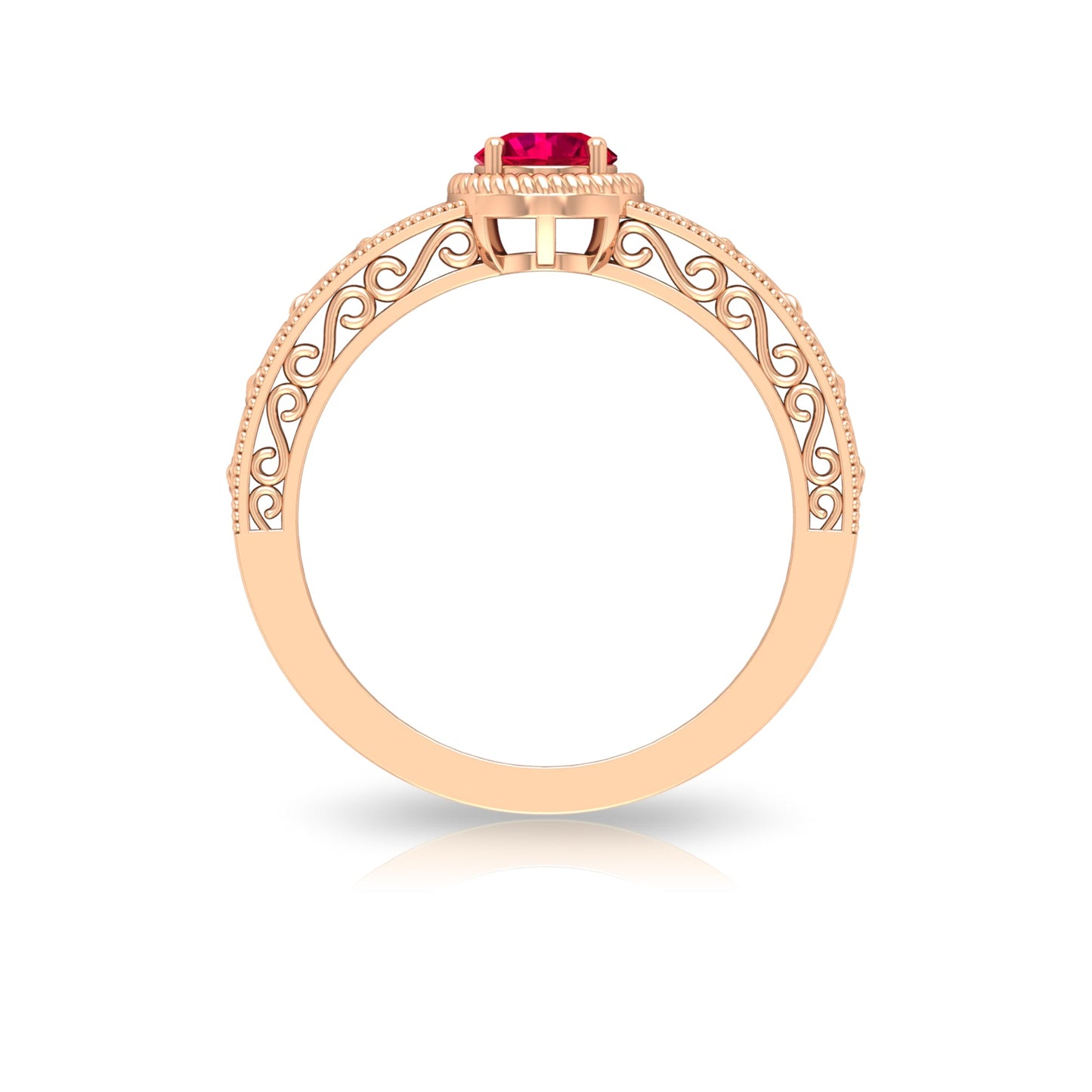 Vintage Inspired Ruby Solitaire Engagement Ring