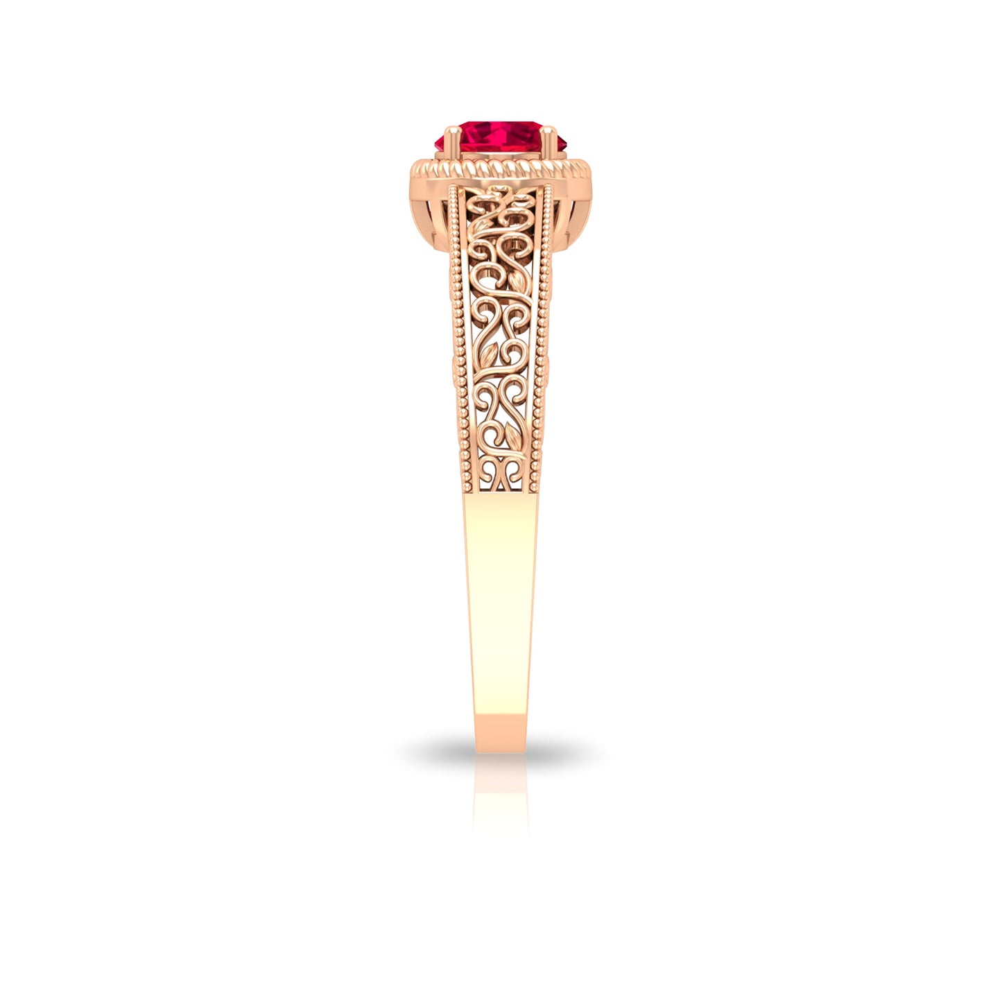 Vintage Inspired Ruby Solitaire Engagement Ring