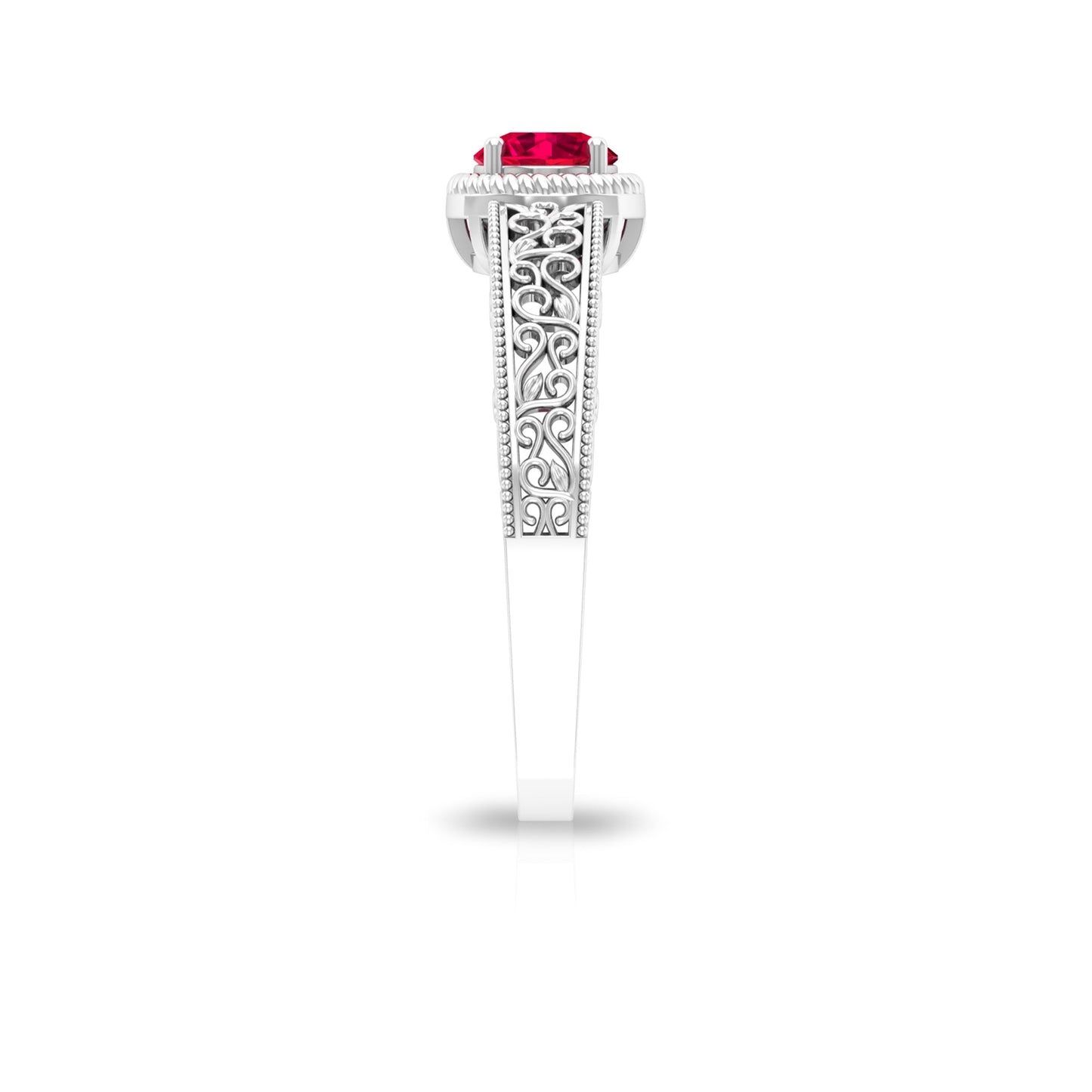 Vintage Inspired Ruby Solitaire Engagement Ring