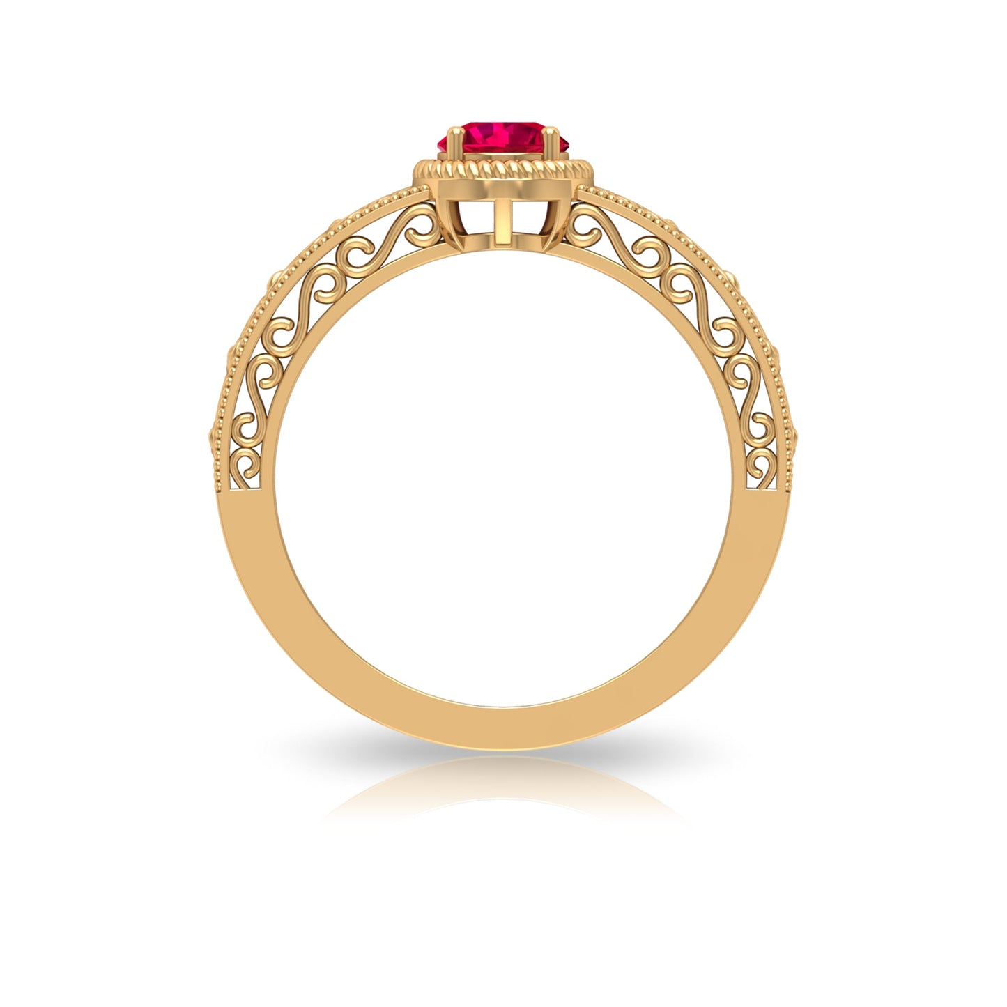 Vintage Inspired Ruby Solitaire Engagement Ring