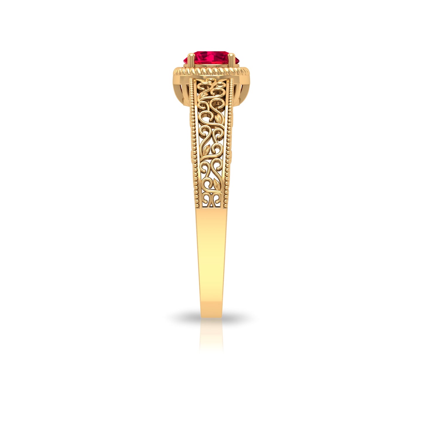 Vintage Inspired Ruby Solitaire Engagement Ring