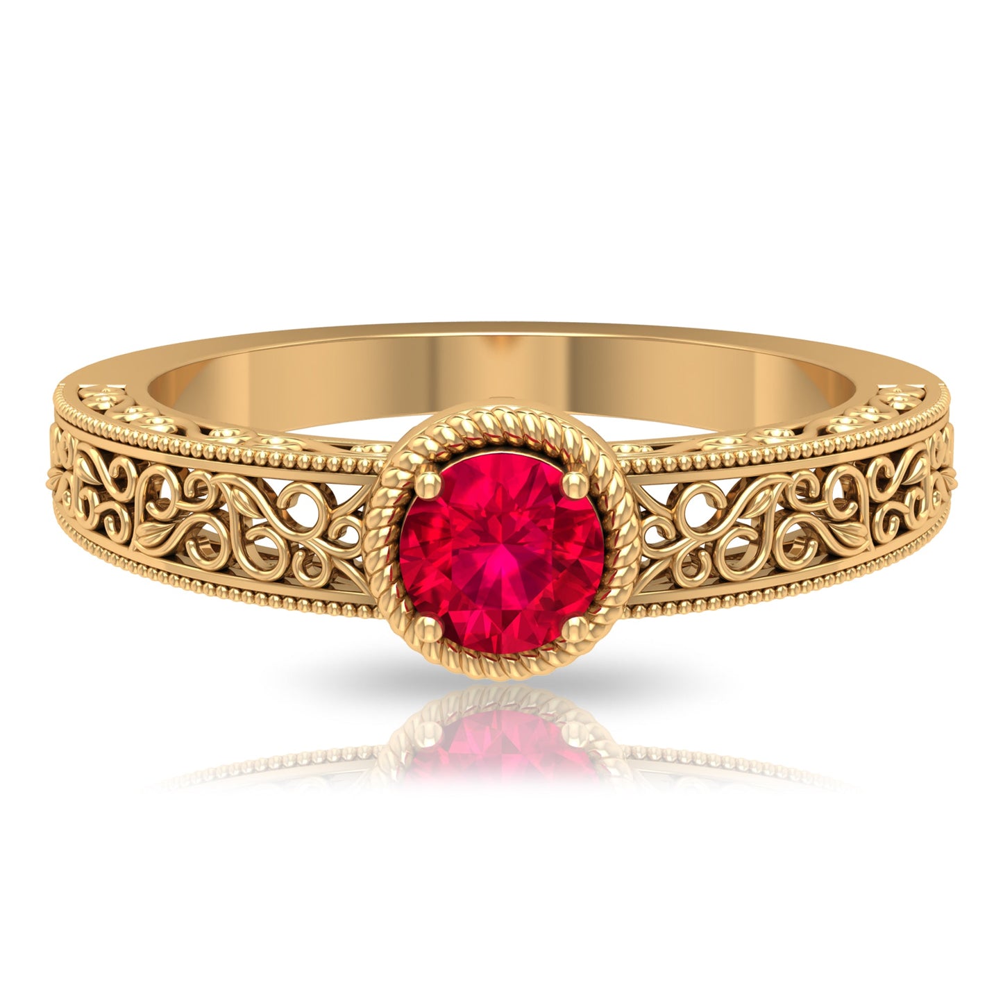 Vintage Inspired Ruby Solitaire Engagement Ring