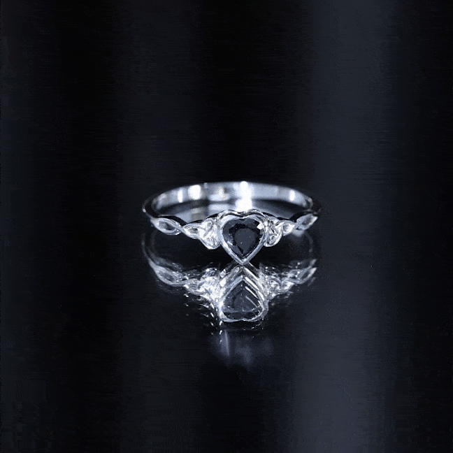 Certified 0.6 Carat Lab Grown Black Diamond Heart Promise Ring with Celtic Knot