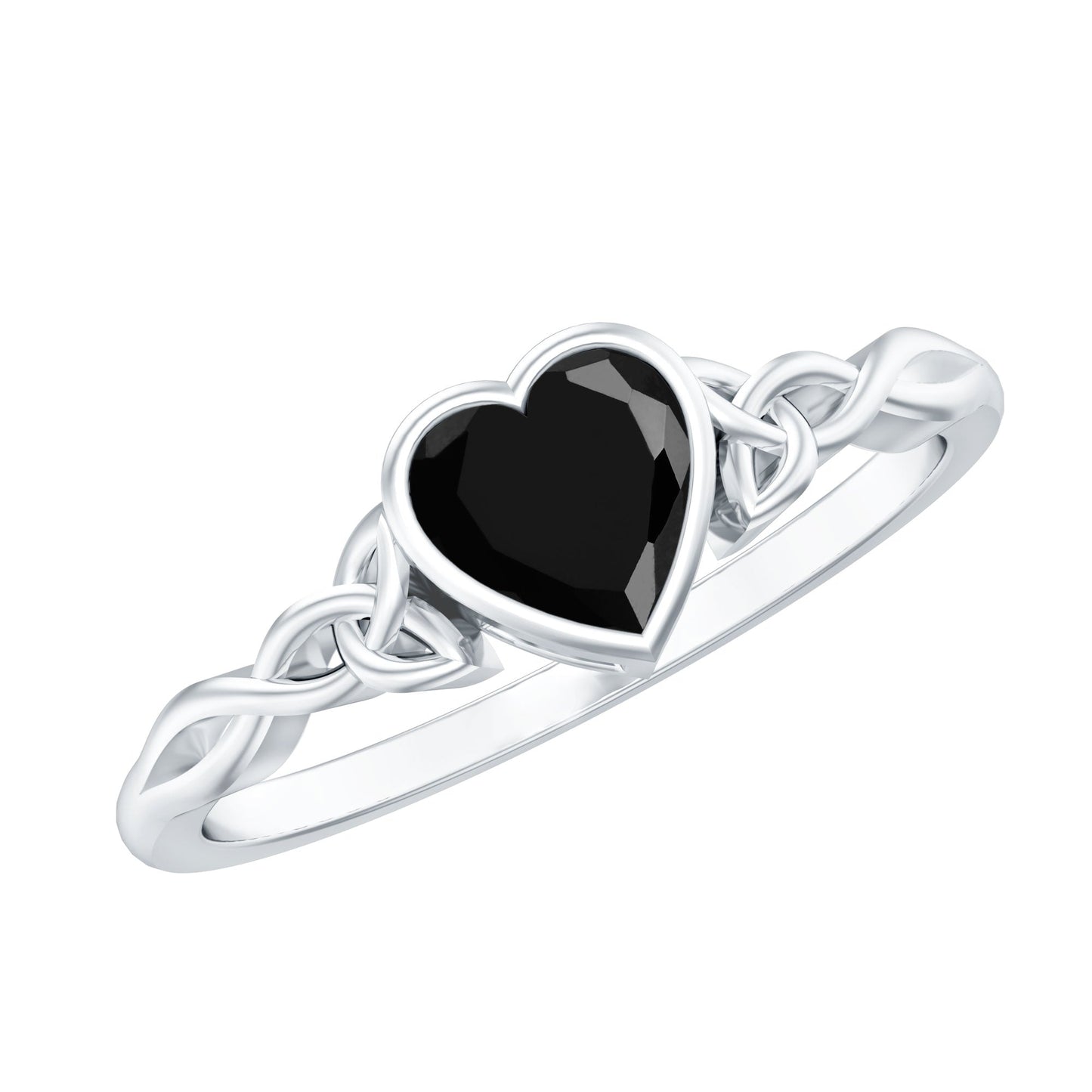 Certified 0.6 Carat Lab Grown Black Diamond Heart Promise Ring with Celtic Knot