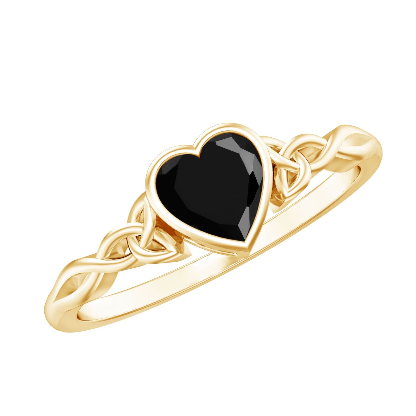 Certified 0.6 Carat Lab Grown Black Diamond Heart Promise Ring with Celtic Knot
