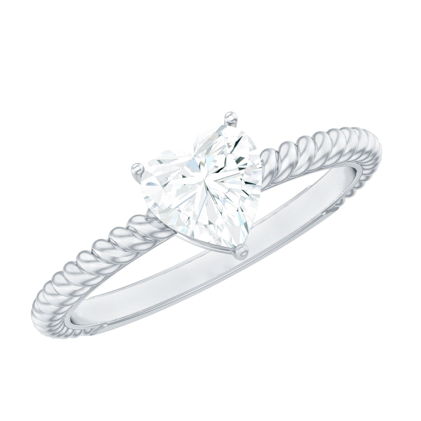 Moissanite Solitaire Promise Ring with Twisted Rope Band