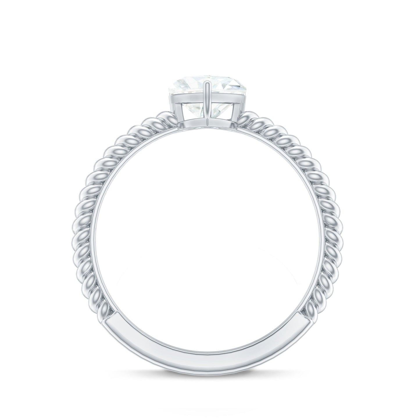 Moissanite Solitaire Promise Ring with Twisted Rope Band