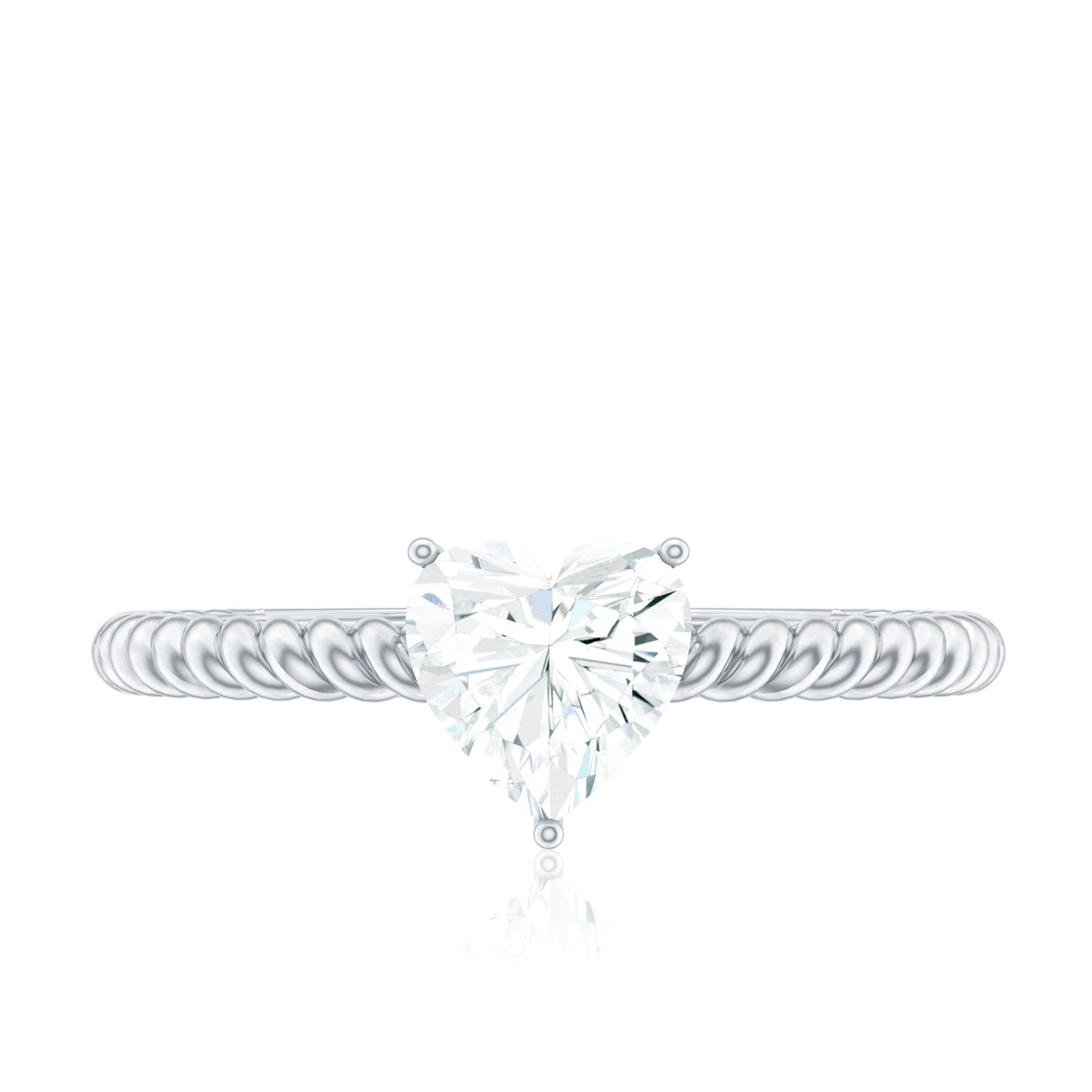 Moissanite Solitaire Promise Ring with Twisted Rope Band