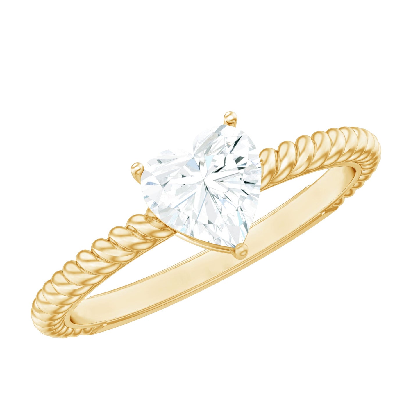 Moissanite Solitaire Promise Ring with Twisted Rope Band