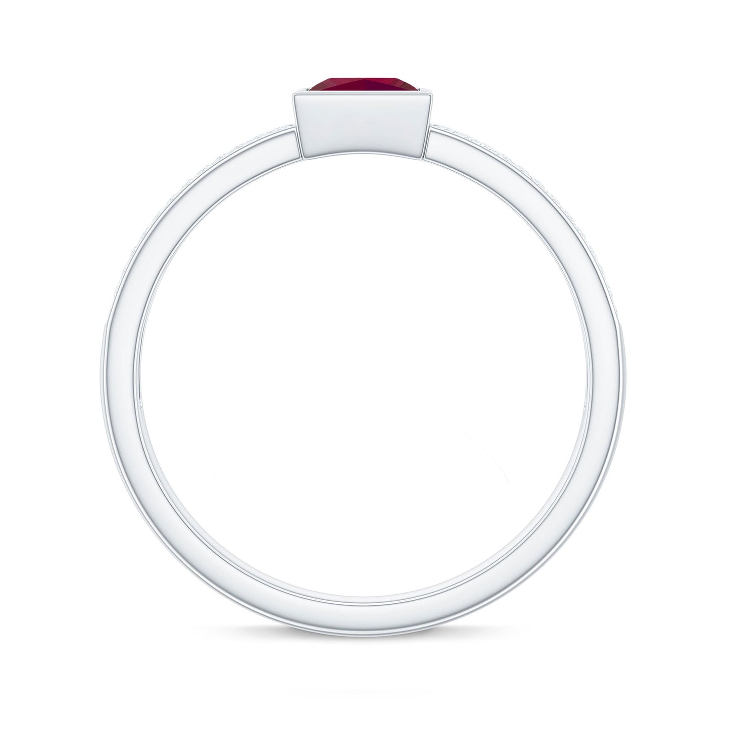Natural 0.8 Carat Ruby Princess Cut Engagement Ring with Diamond