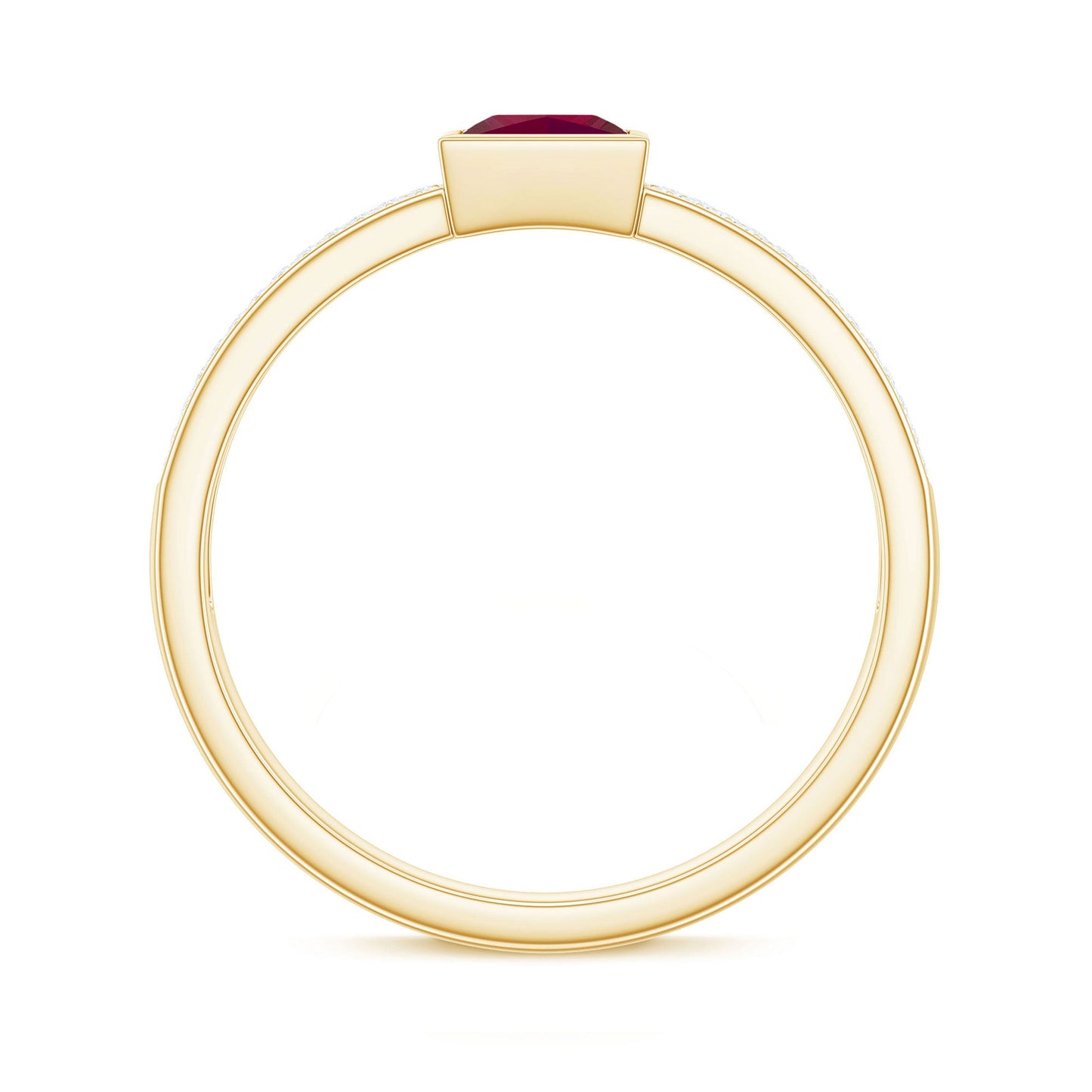 Natural 0.8 Carat Ruby Princess Cut Engagement Ring with Diamond