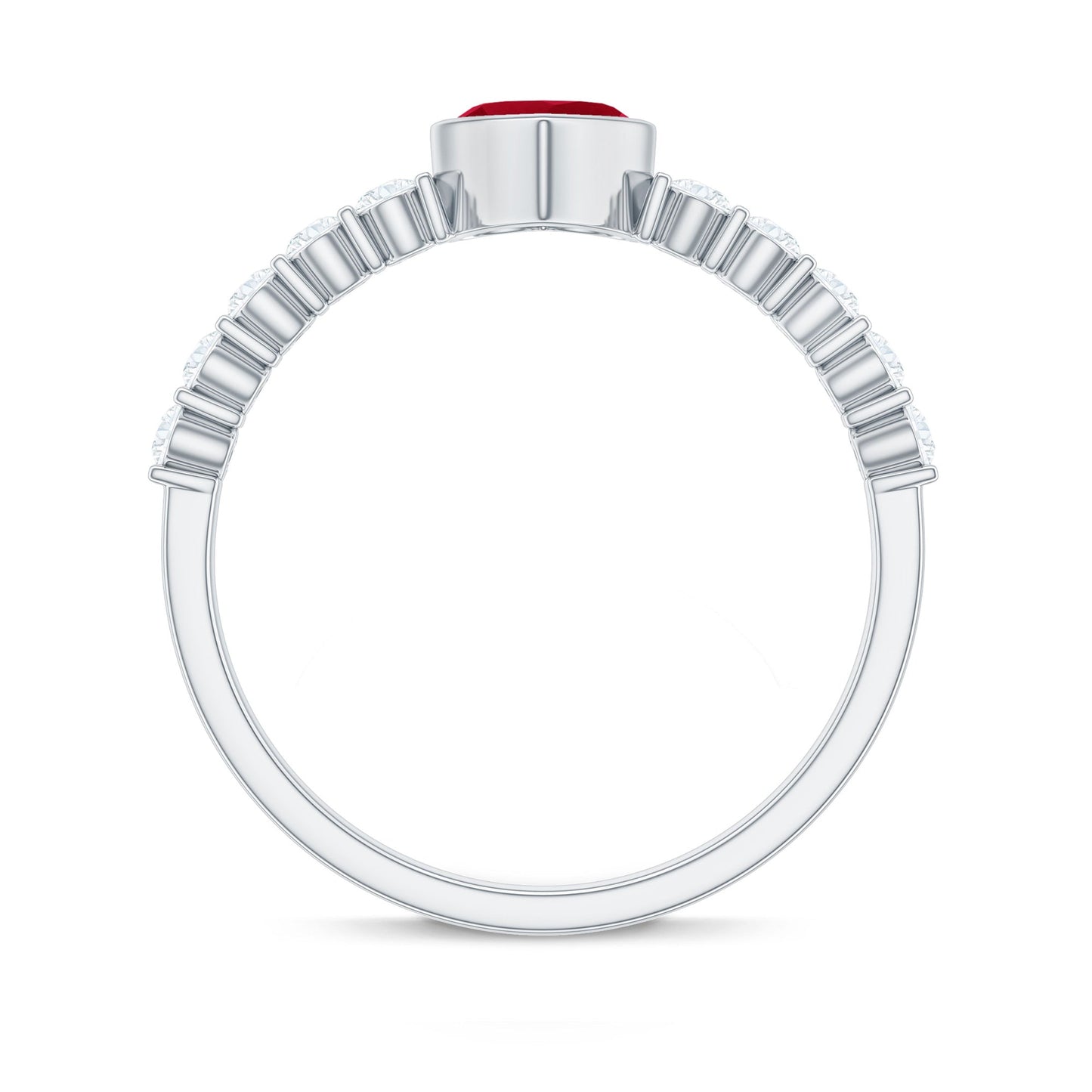 Real 0.6 Carat Ruby Heart Promise Ring with Diamond