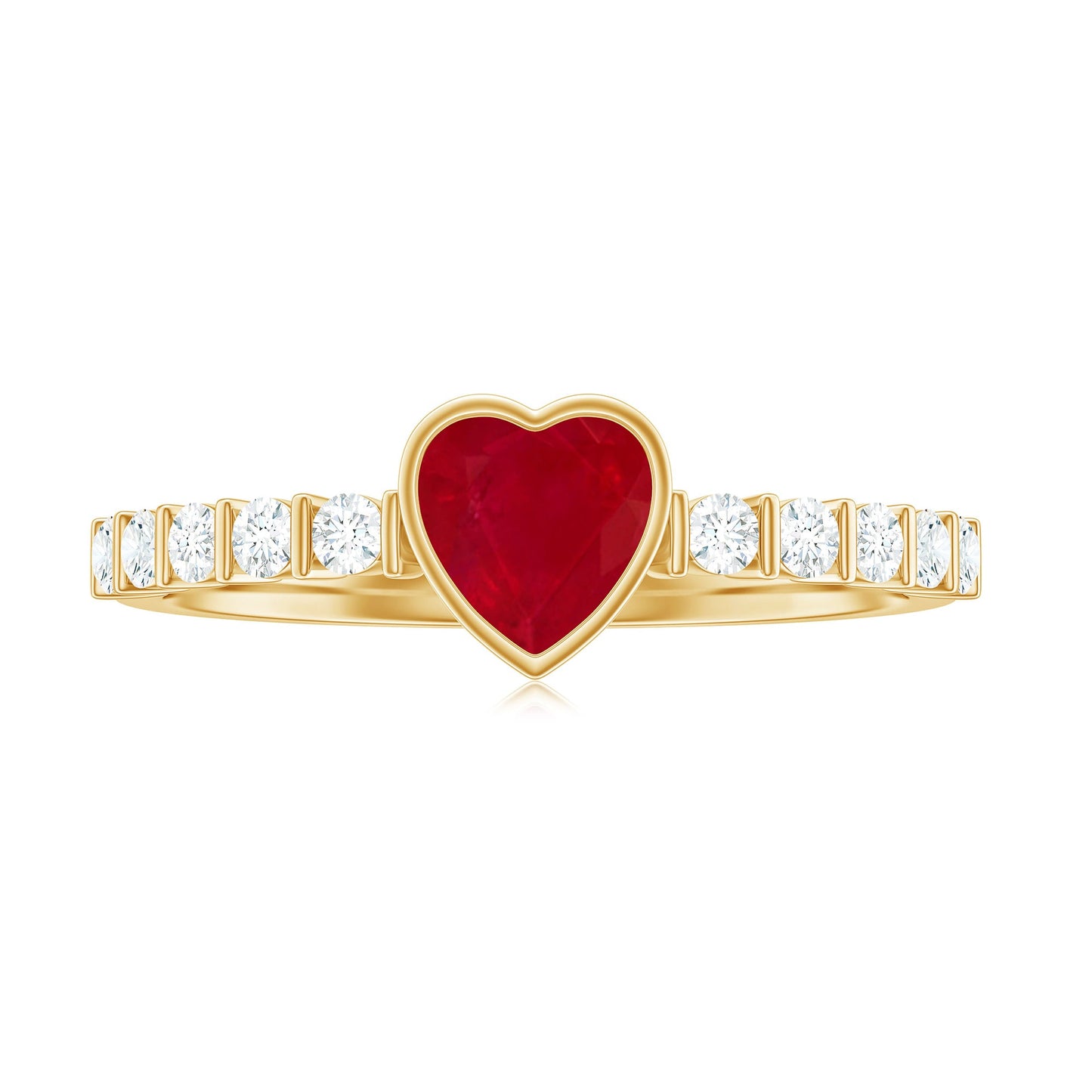 Real 0.6 Carat Ruby Heart Promise Ring with Diamond