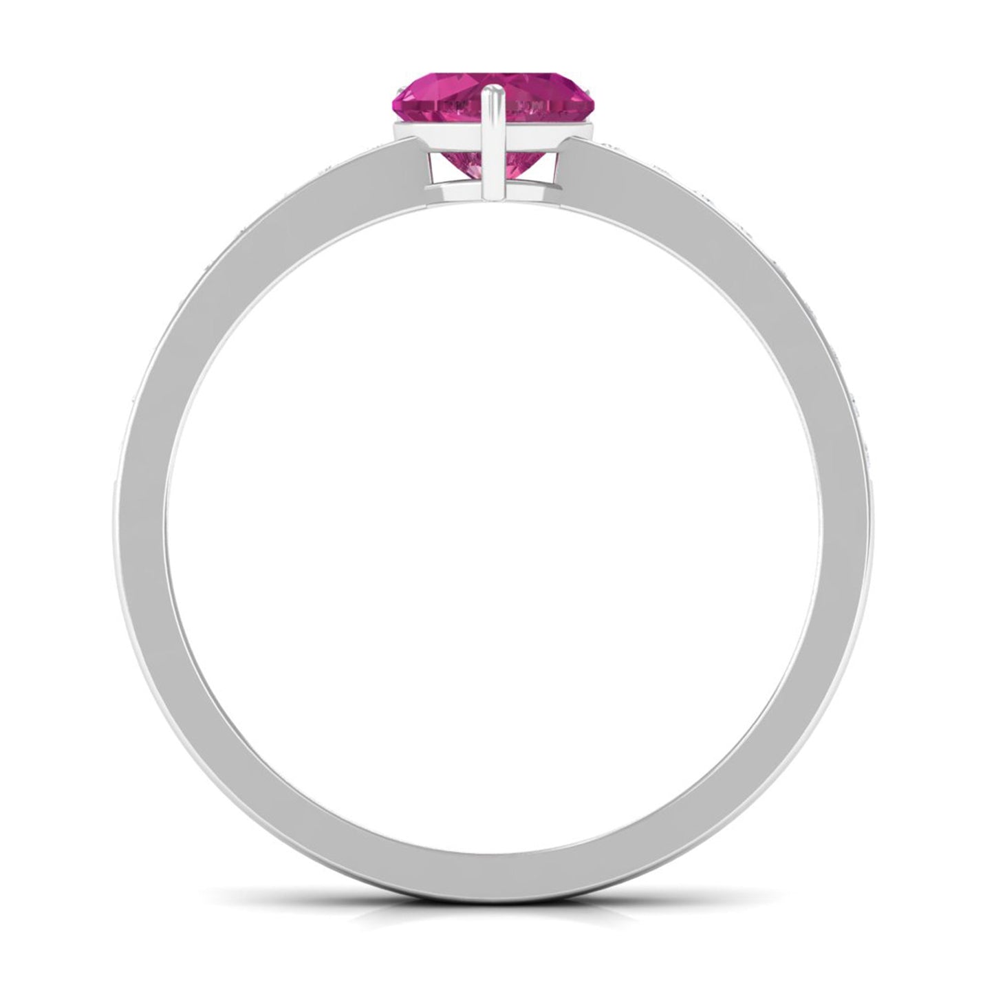 0.9 Carat Heart Shape Pink Tourmaline Solitaire Ring with Diamond Side Stones