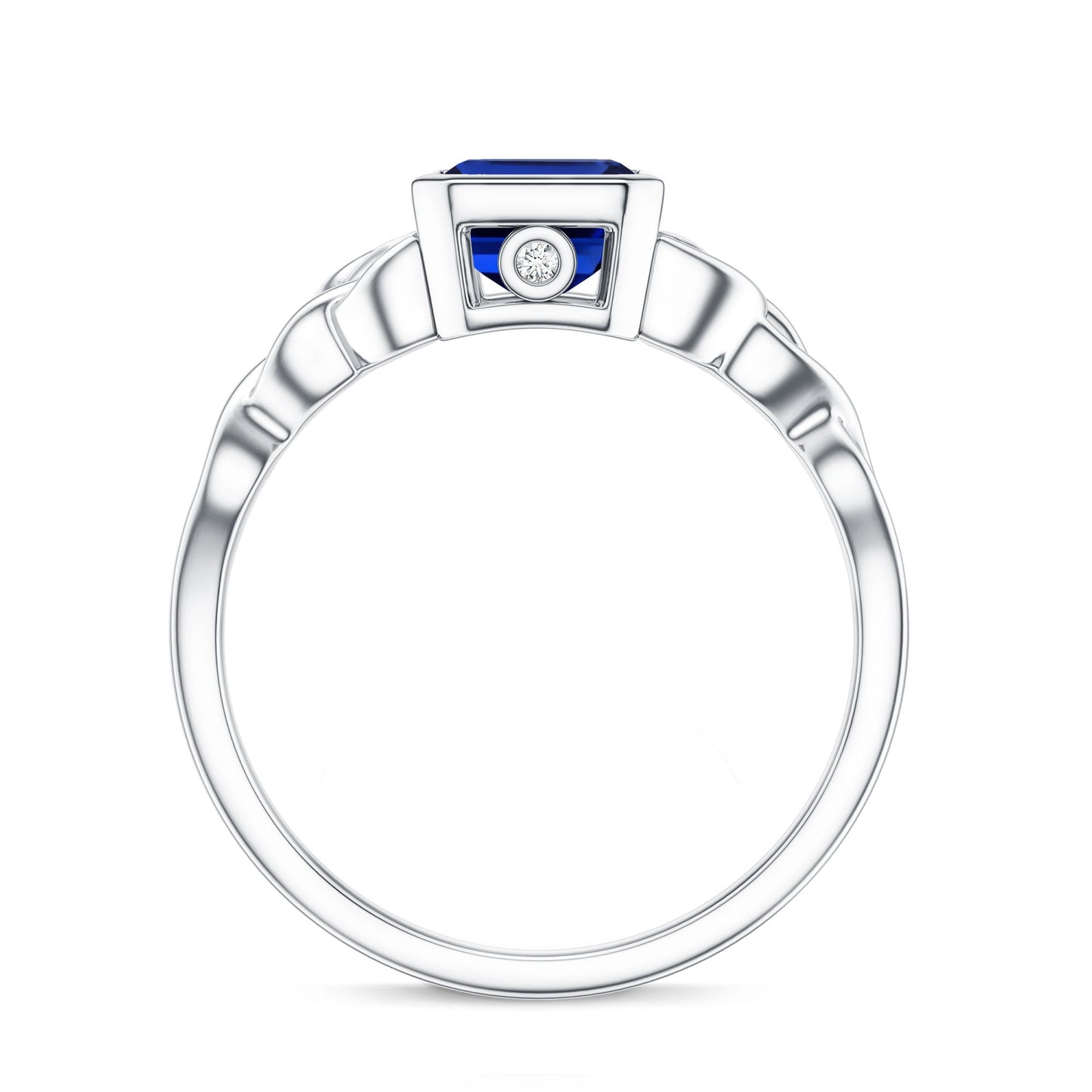 Solitaire Created Blue Sapphire Celtic Engagement Ring
