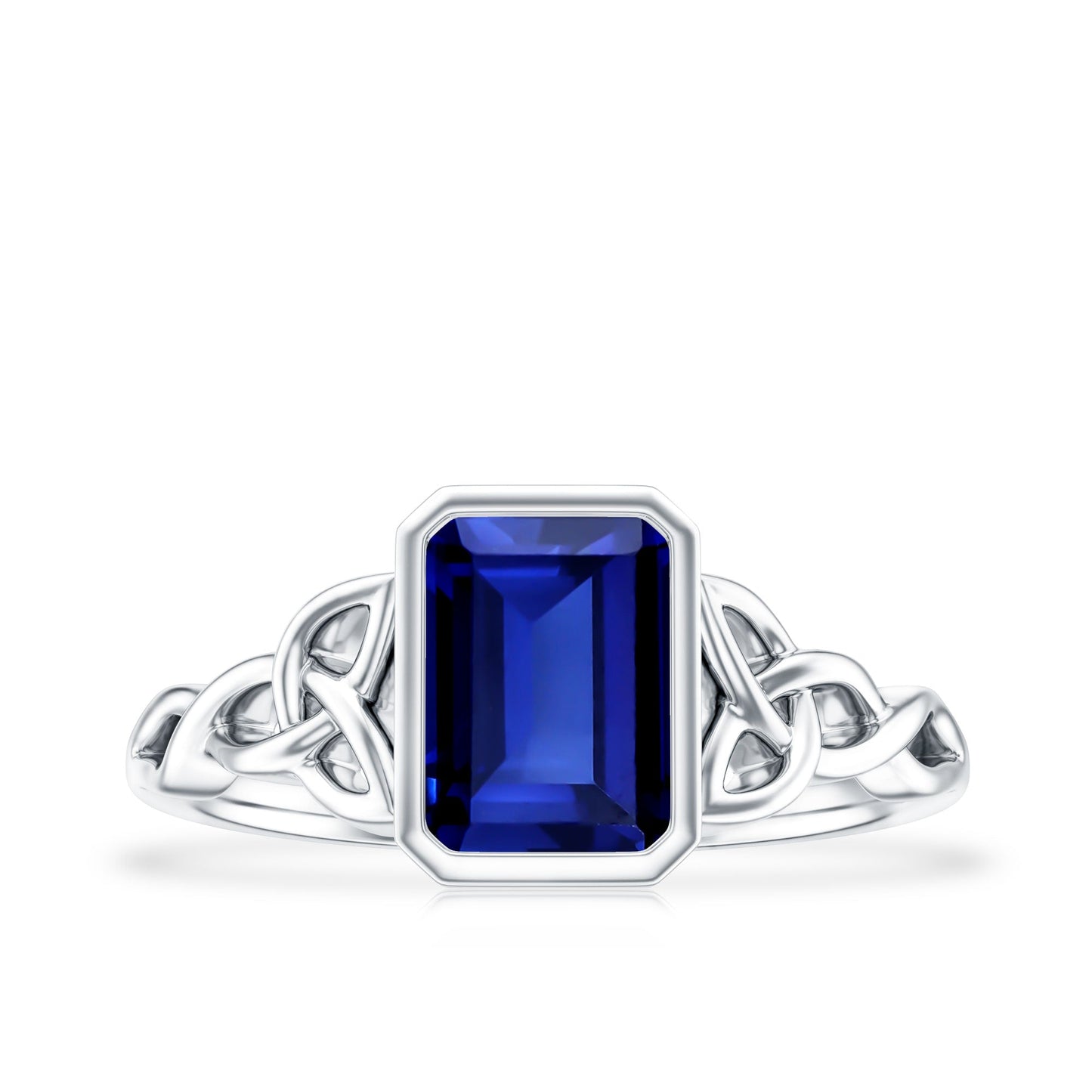 Solitaire Created Blue Sapphire Celtic Engagement Ring
