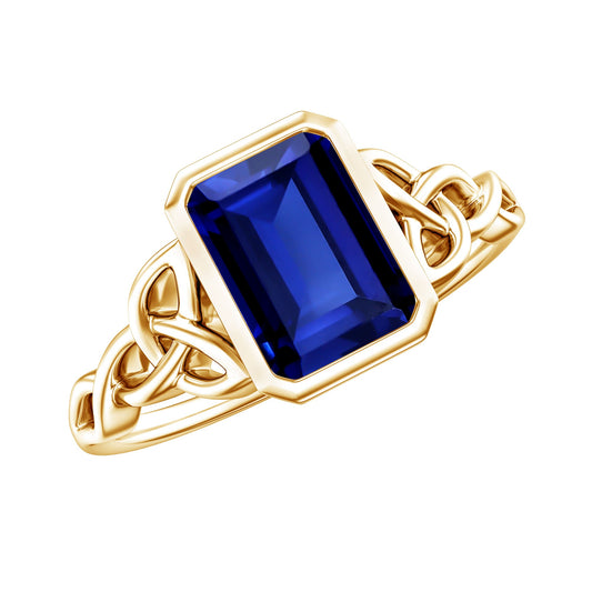 Solitaire Created Blue Sapphire Celtic Engagement Ring